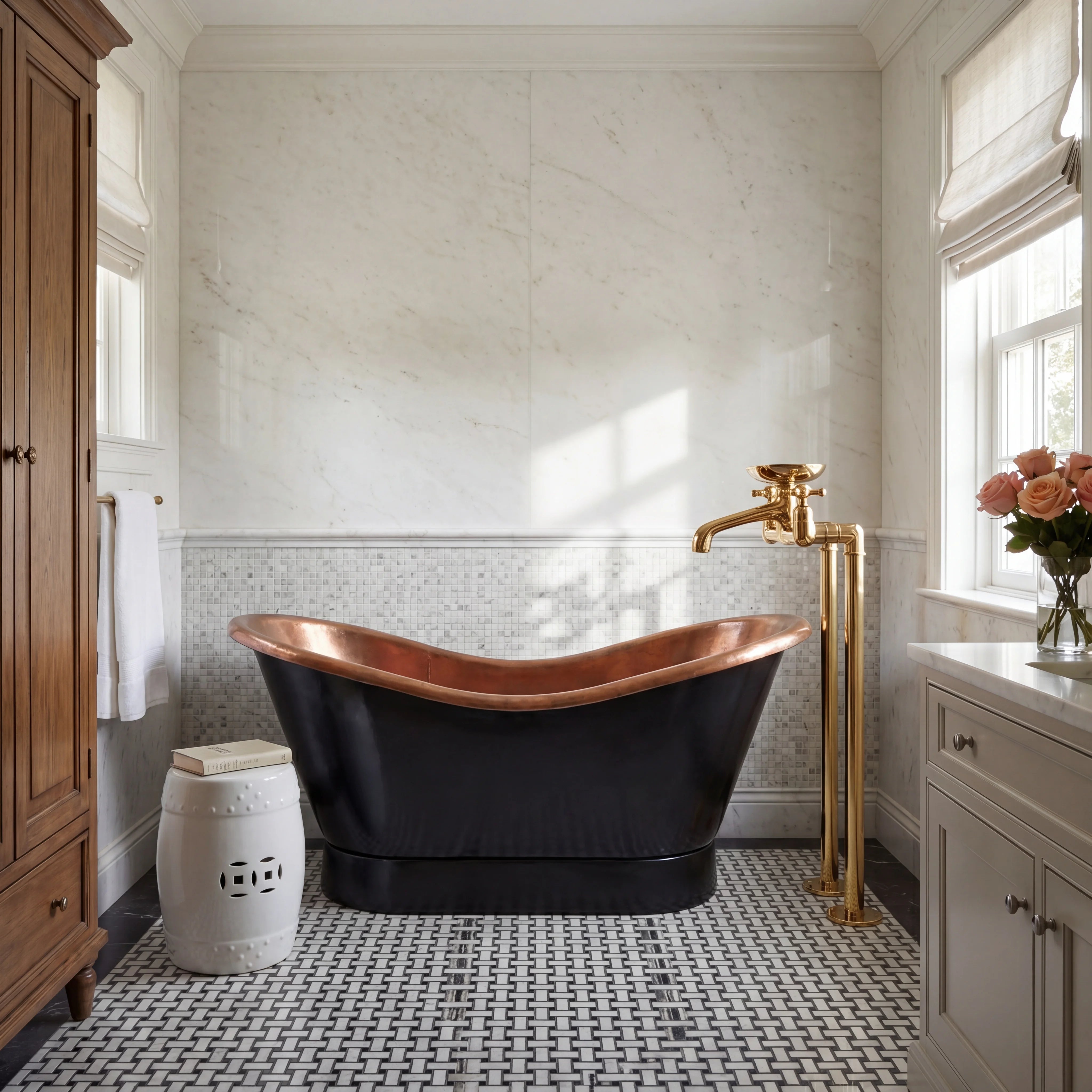 Savon Brass Floor Mounted Tub Filler with Soap Dish
