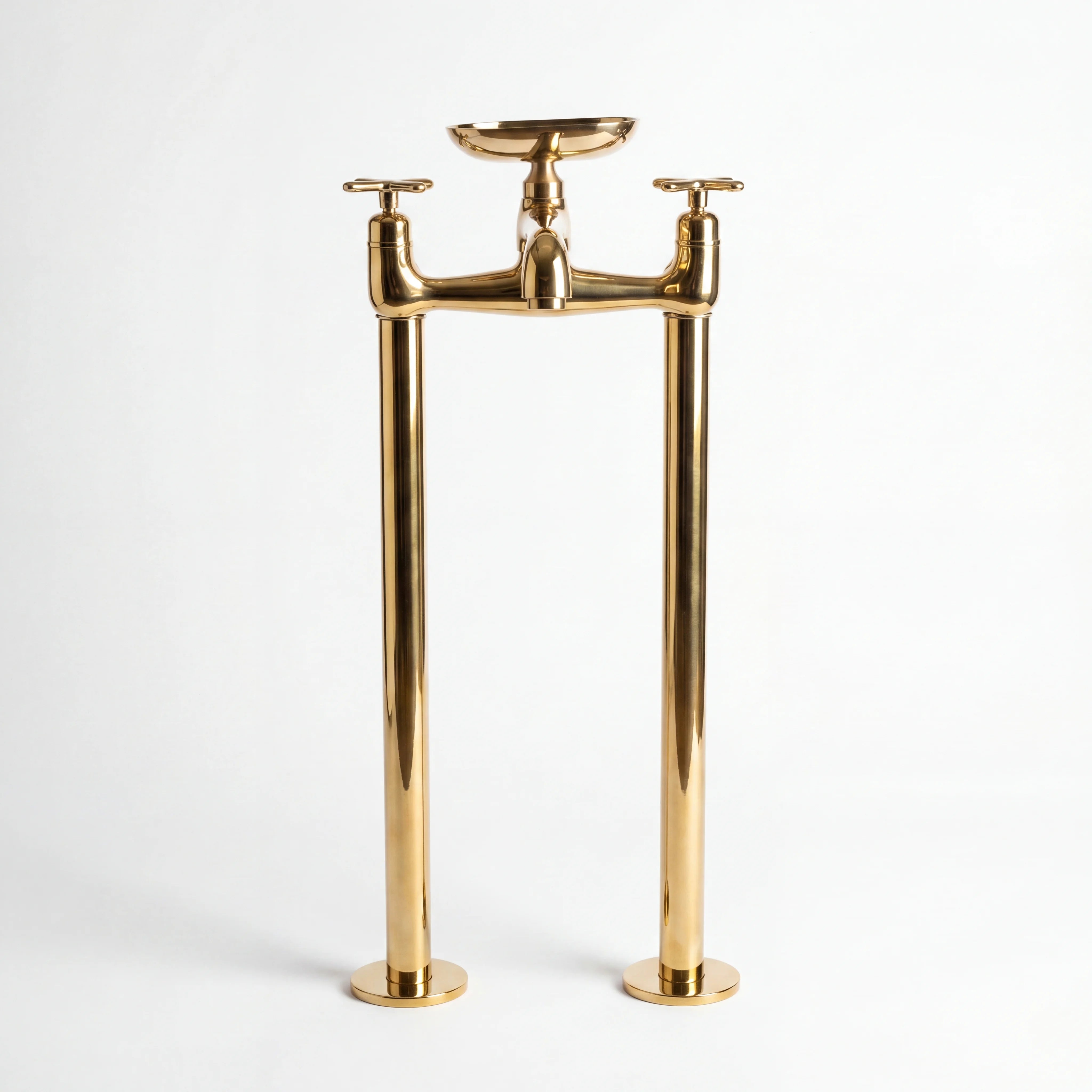 Savon Brass Floor Mounted Tub Filler with Soap Dish