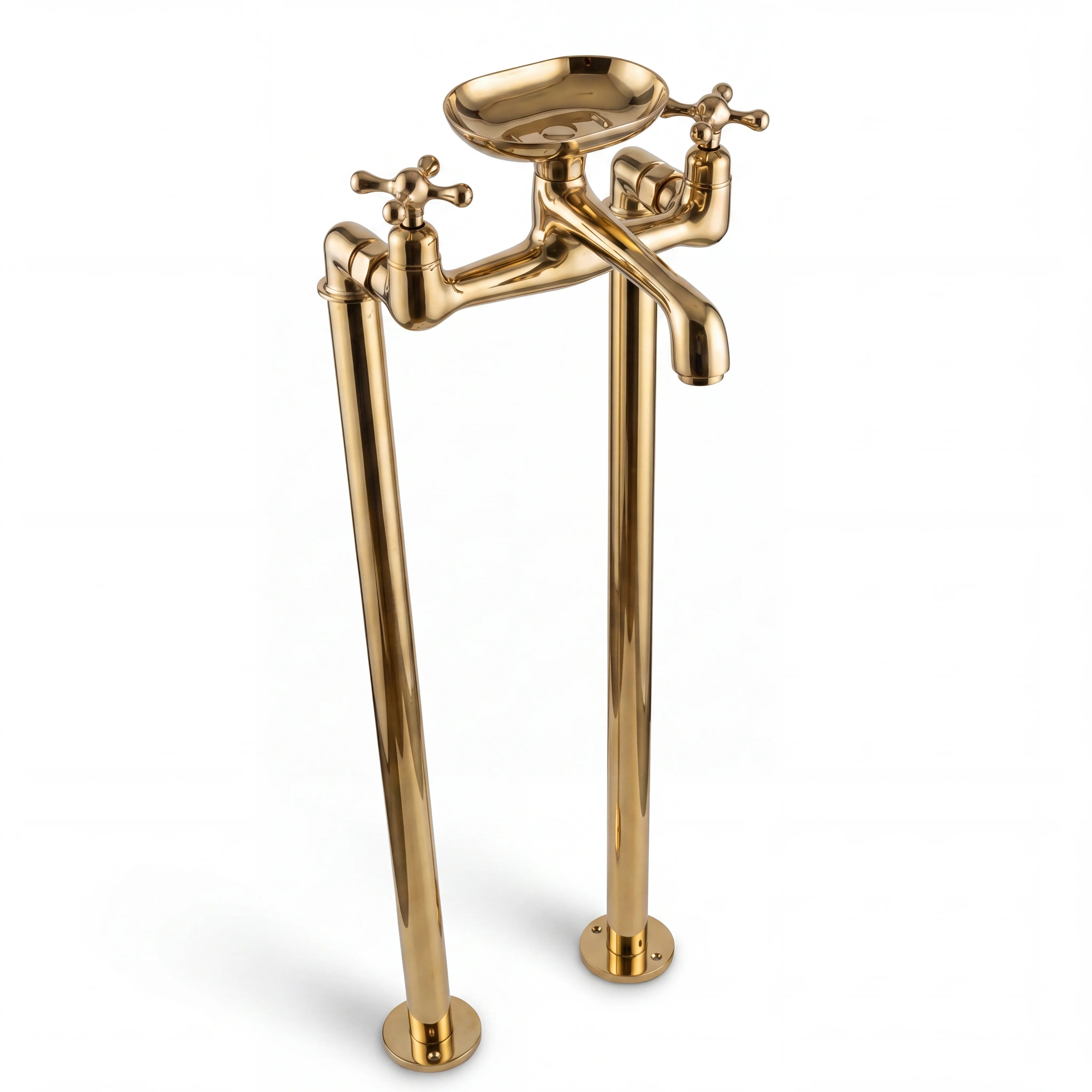 Savon Brass Floor Mounted Tub Filler with Soap Dish