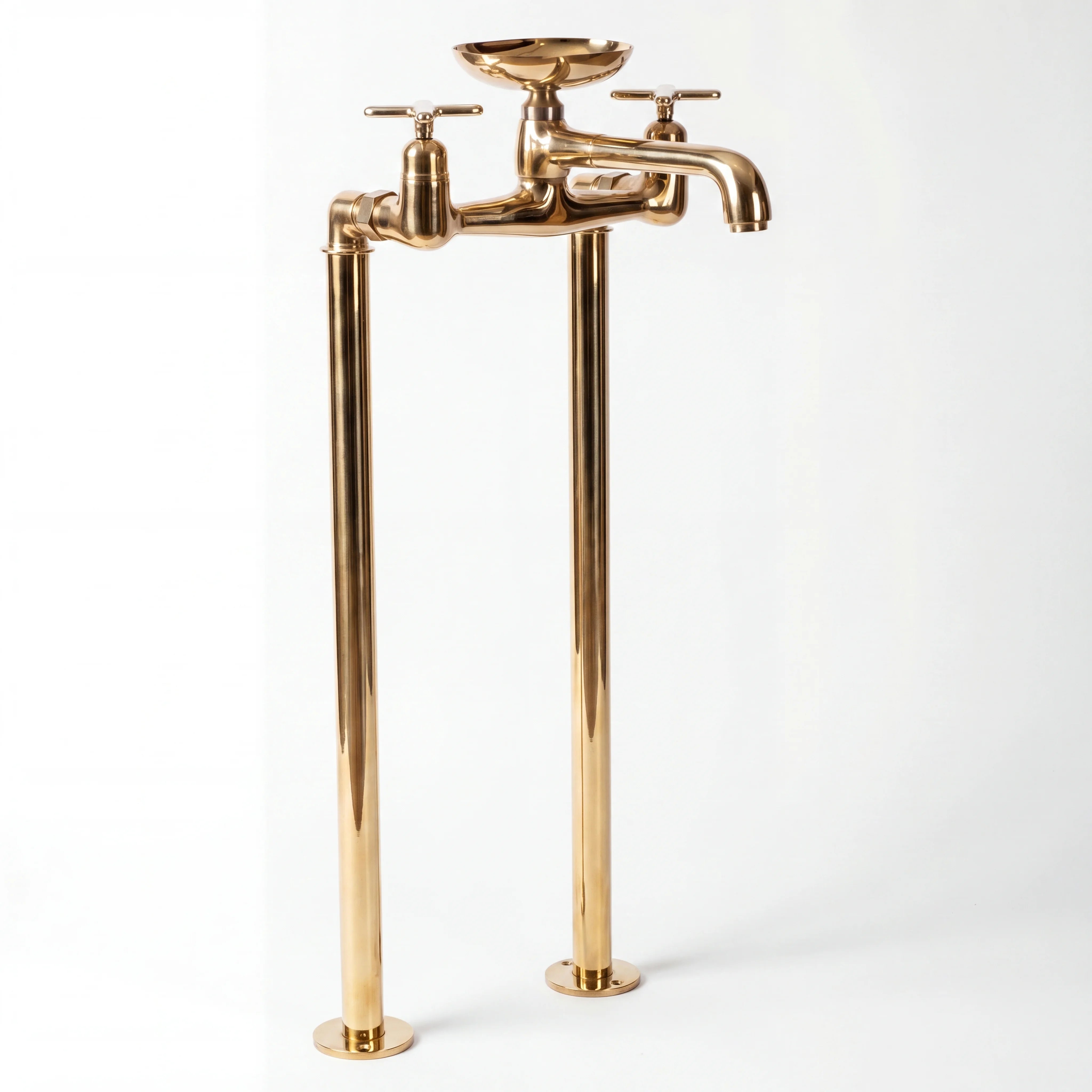 Savon Brass Floor Mounted Tub Filler with Soap Dish