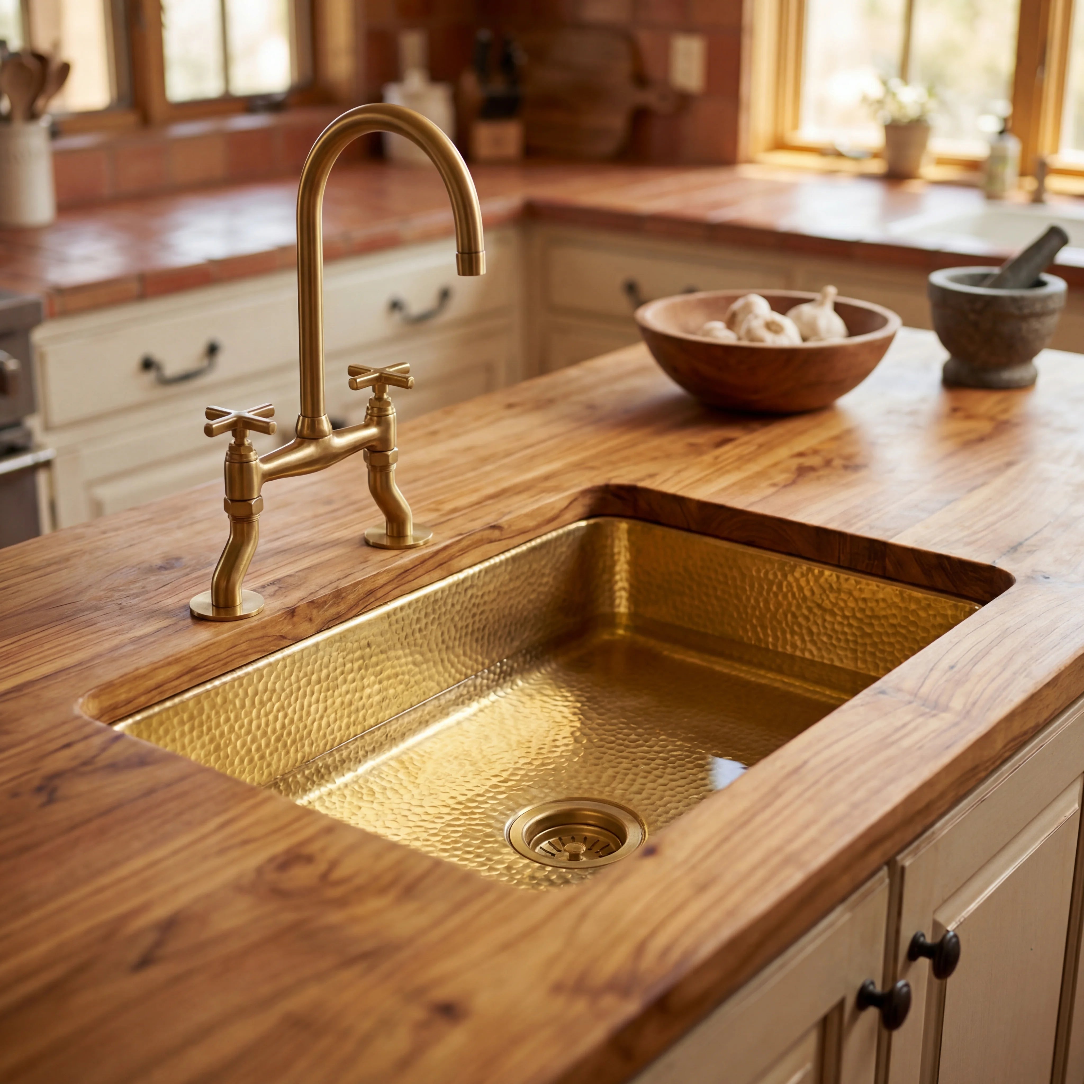 Fully Hammered Brass Kitchen Sink Undermount