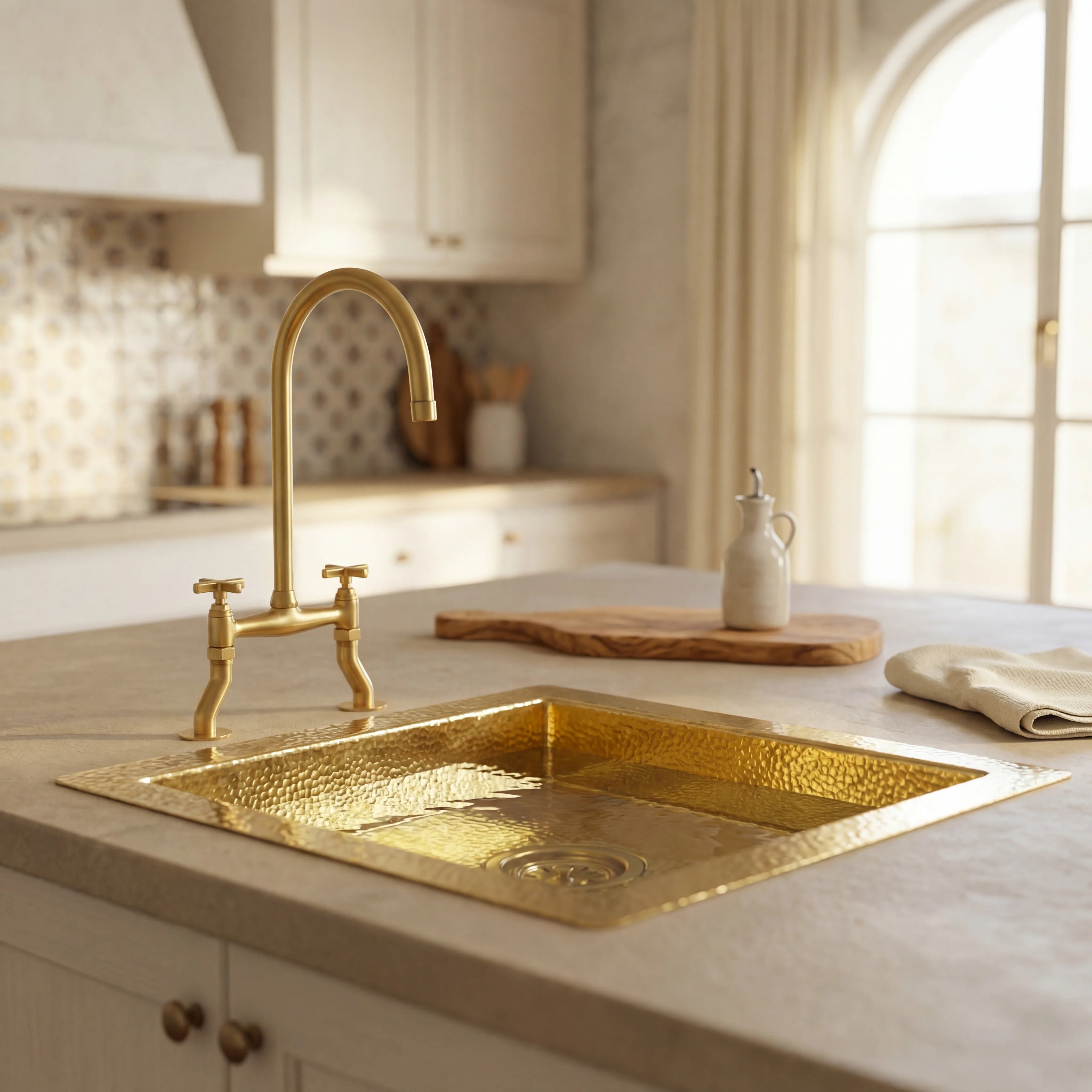 Brass Undermount Kitchen Sink with Wide Ledge