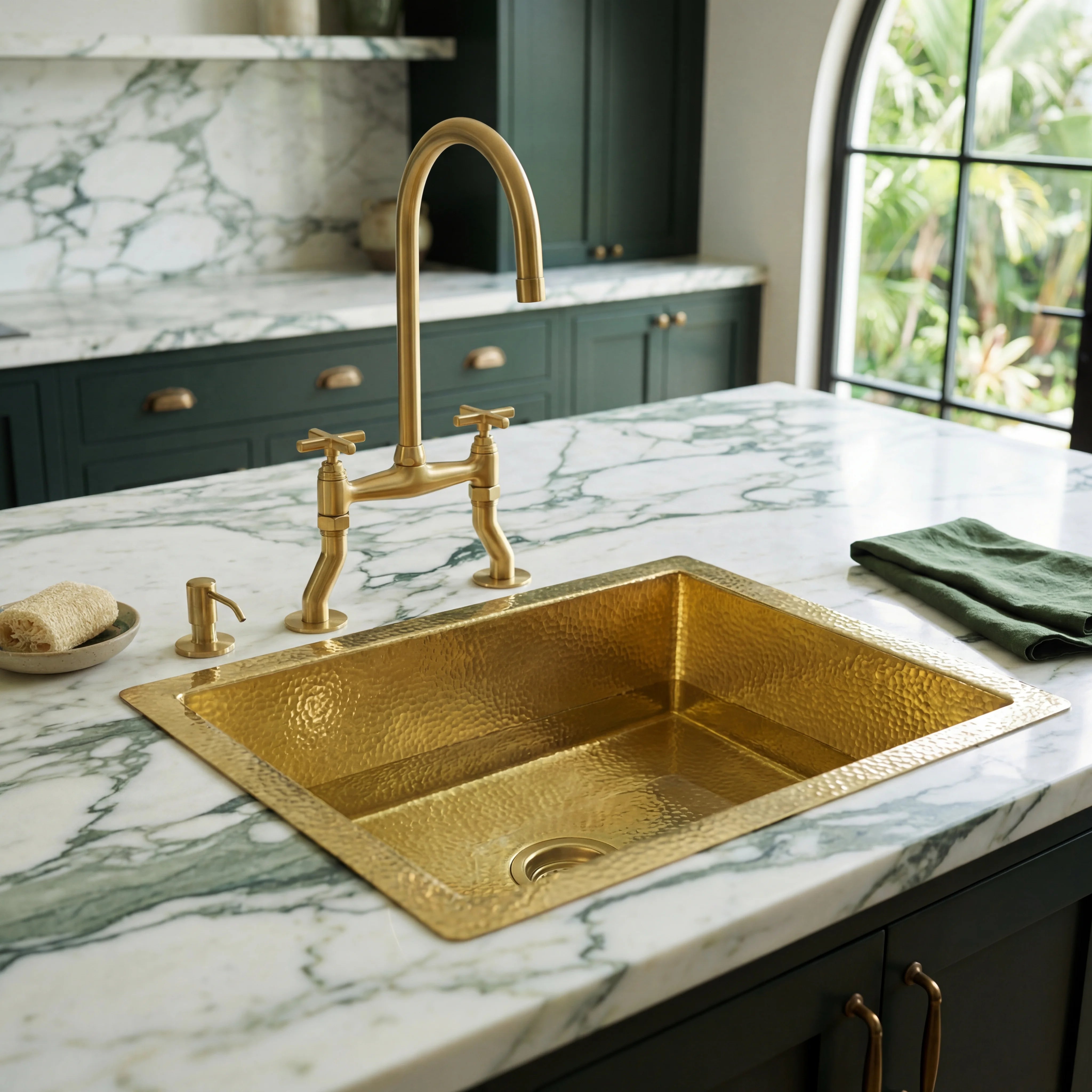 Brass Undermount Kitchen Sink with Wide Ledge