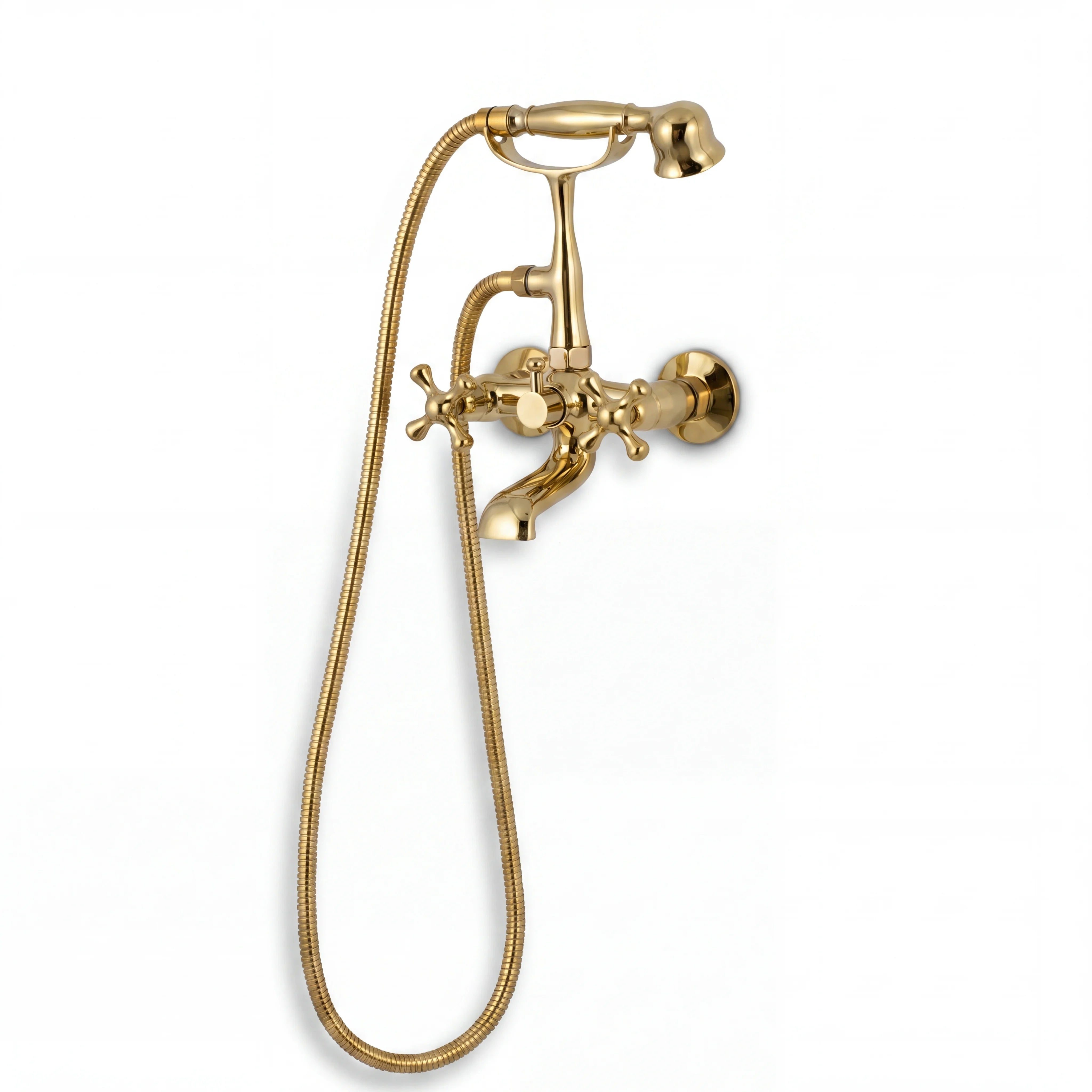 Brass Wall Mounted Tub Filler with Telephone Handshower
