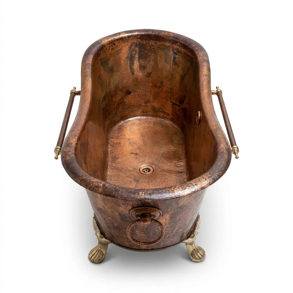 Bañera con patas de garra de cobre Ignis