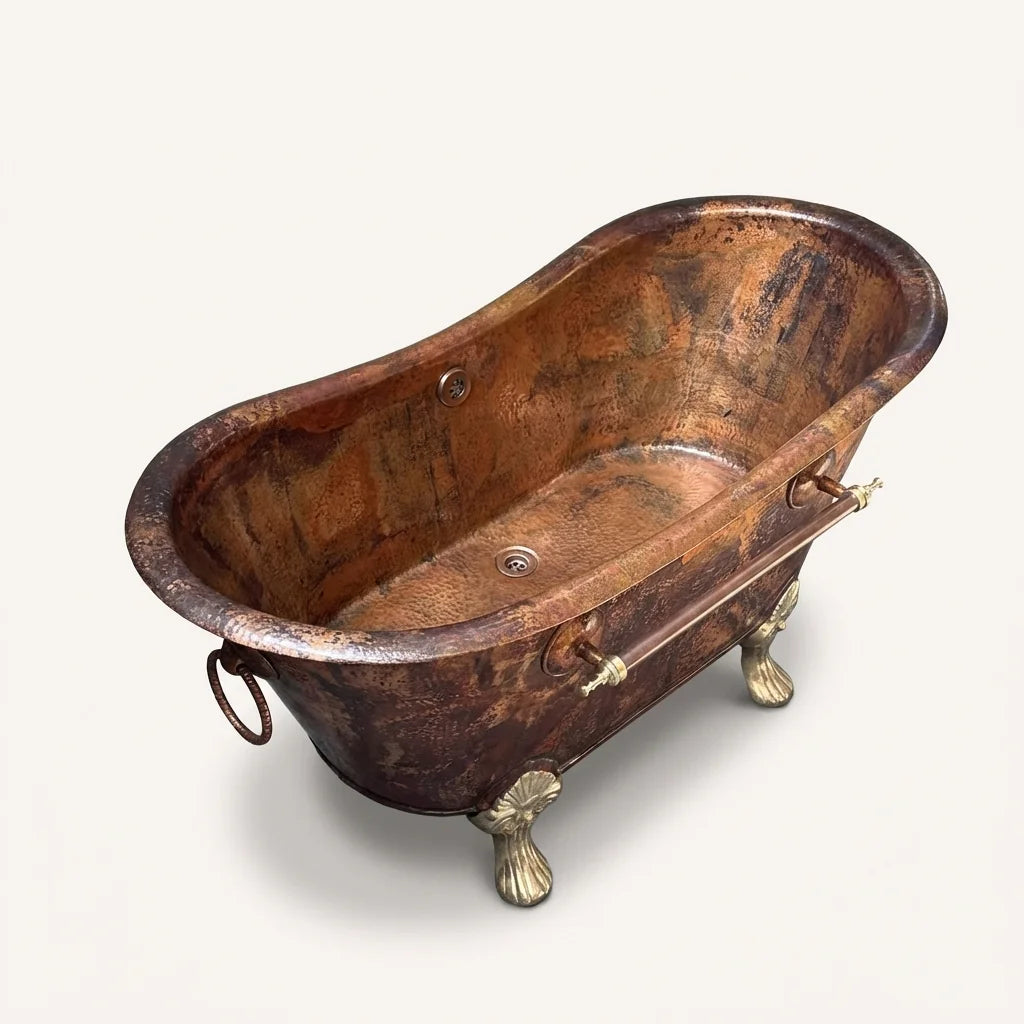 Bañera con patas de garra de cobre Ignis