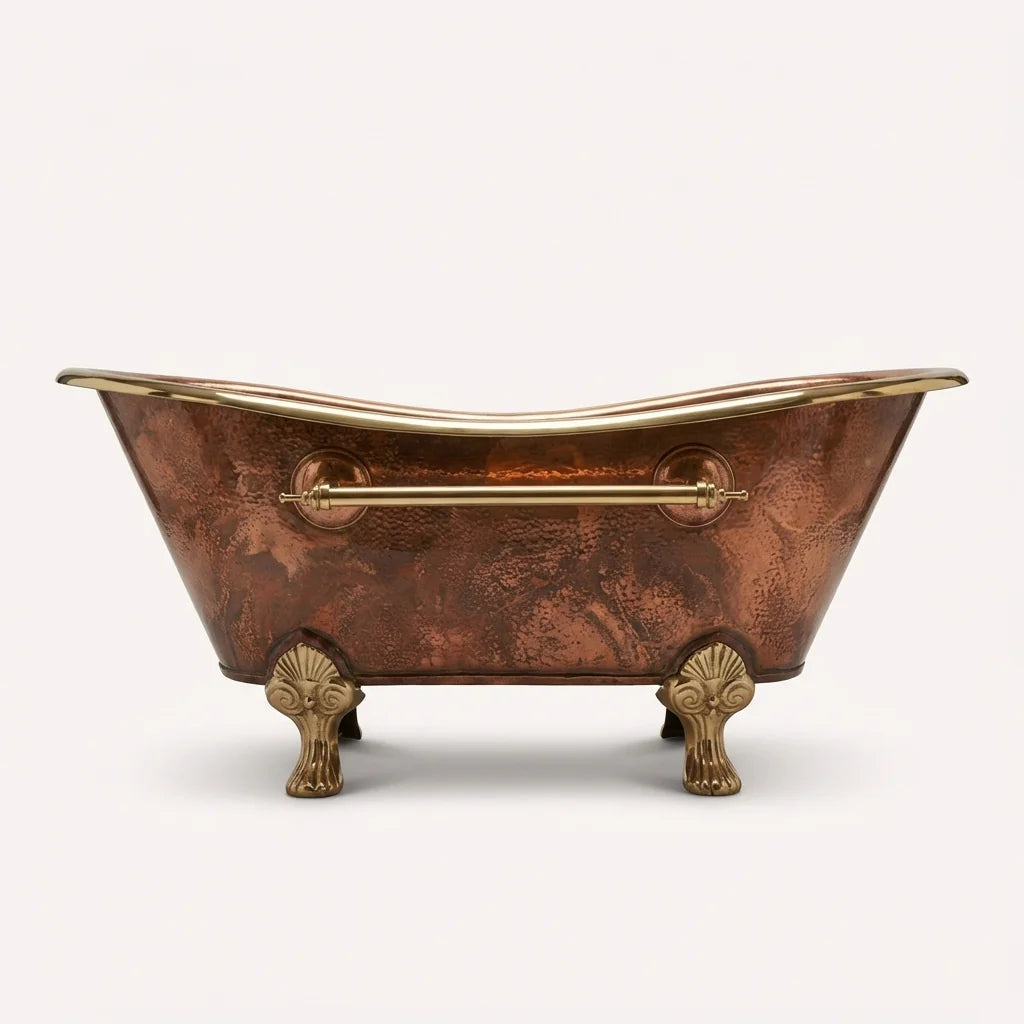 Bañera con patas de garra de cobre Ignis