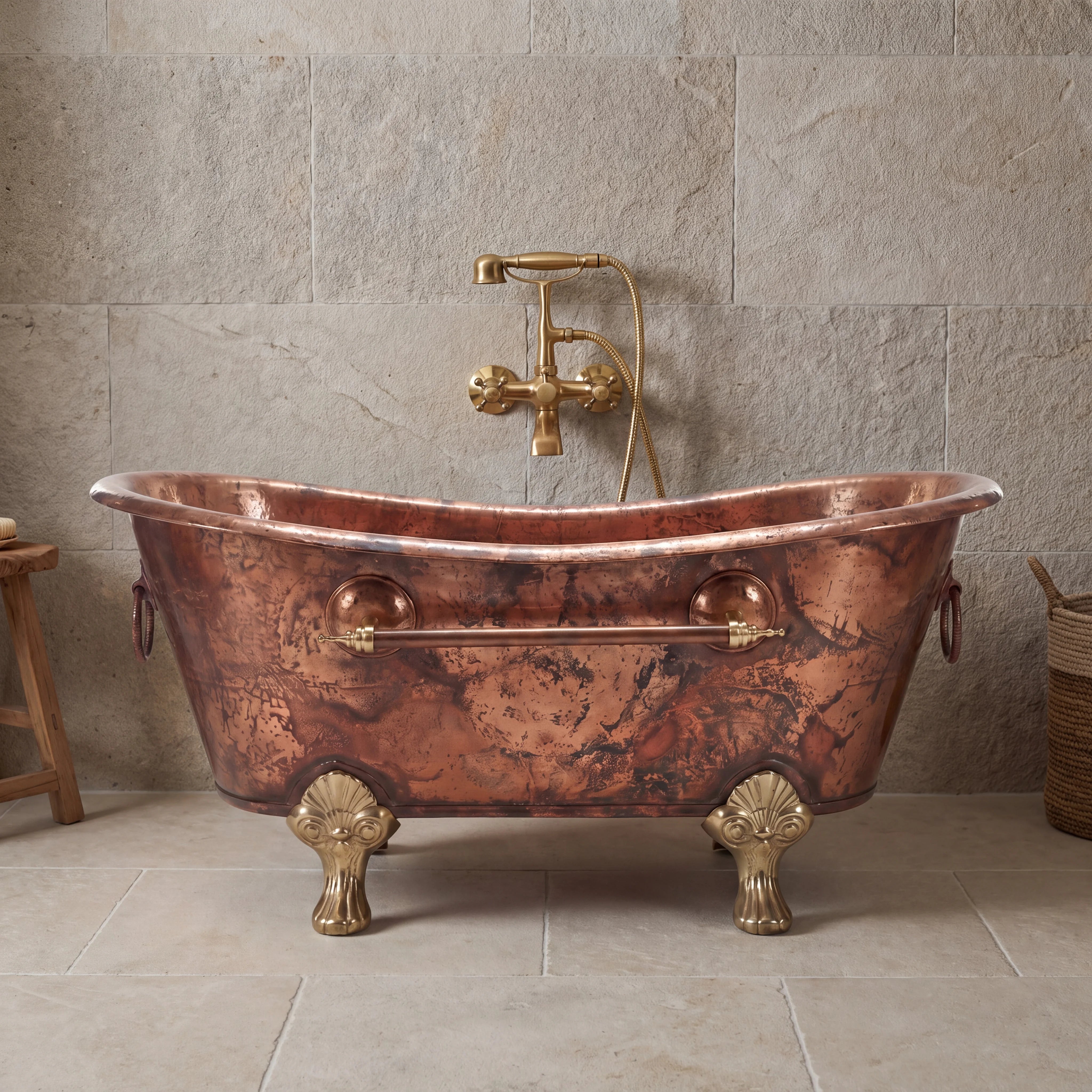 Bañera con patas de cobre