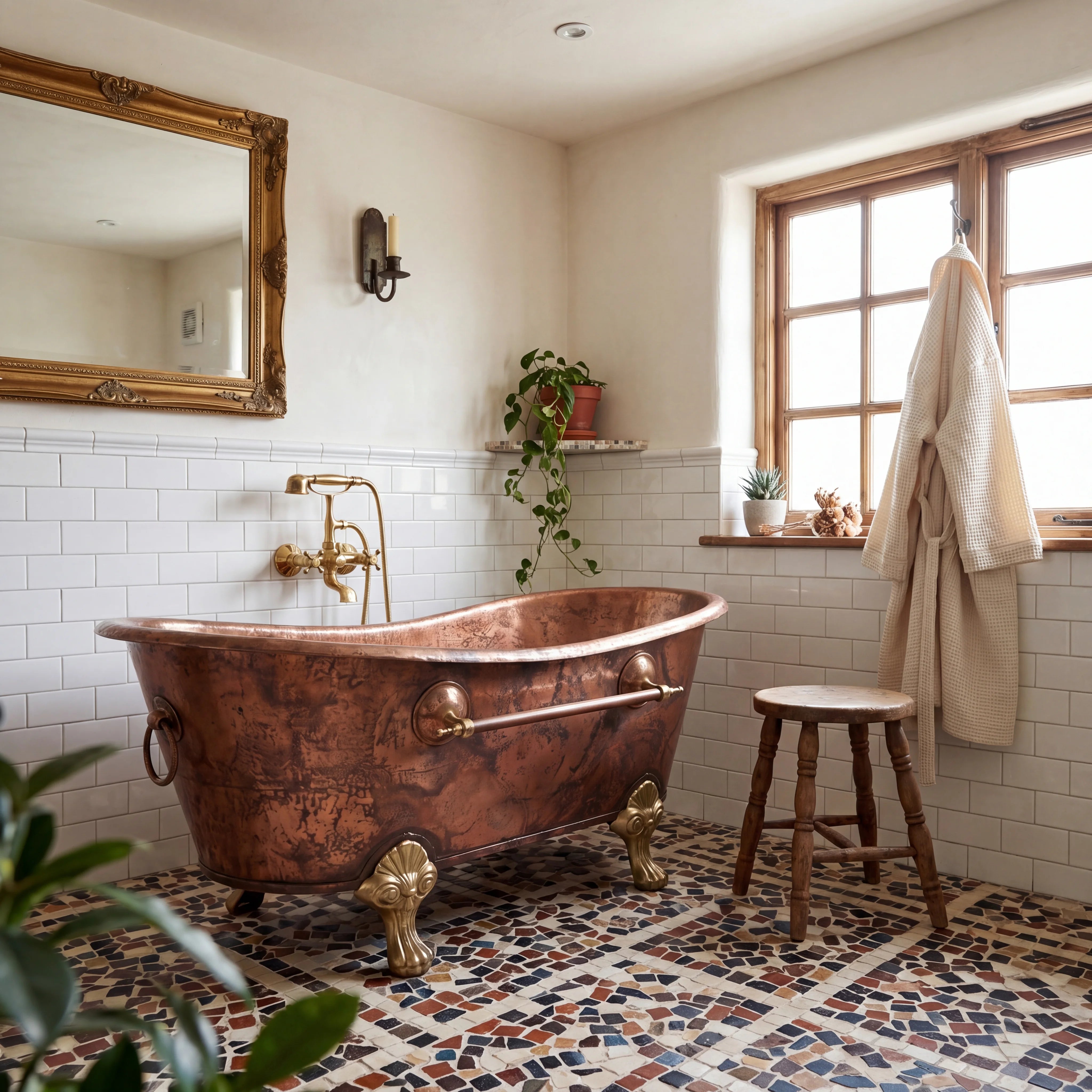 Bañera con patas de cobre