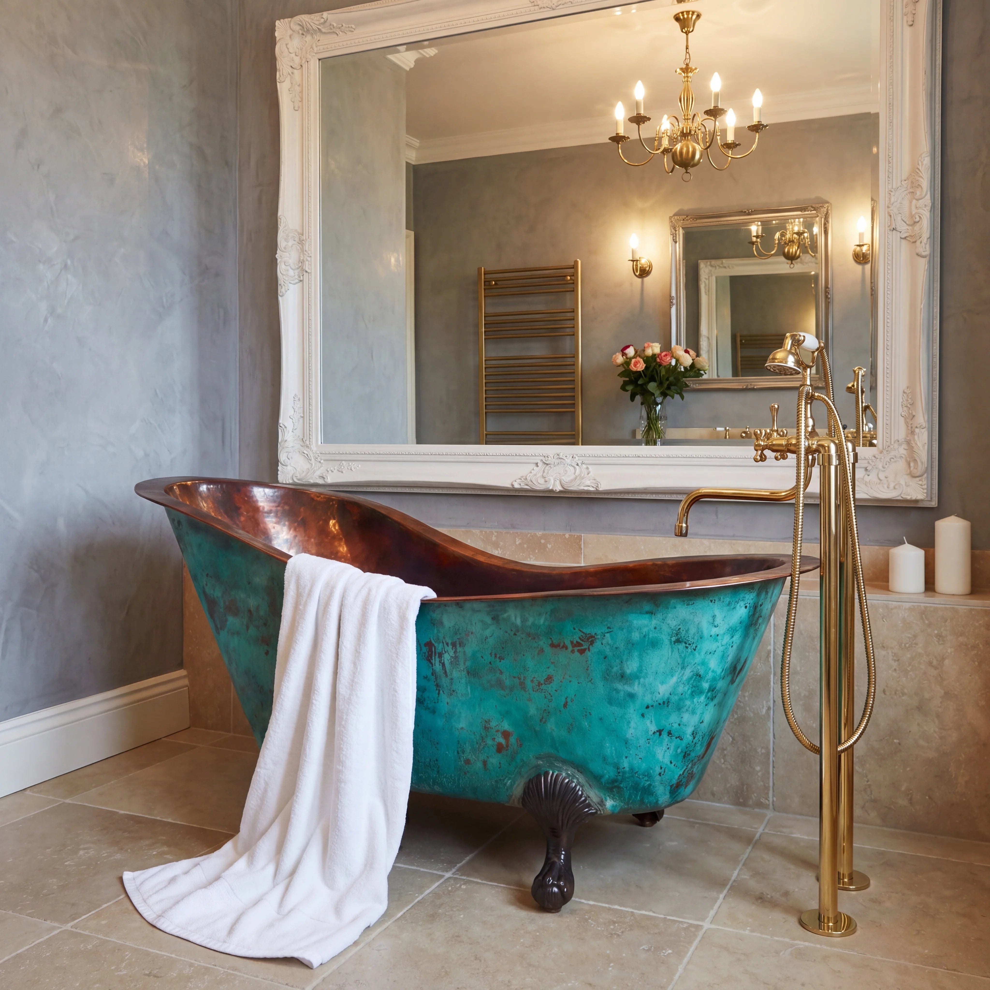 Verdigris Copper Clawfoot Bathtub