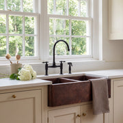 Doppio Double Bowl Copper Farmhouse Sink
