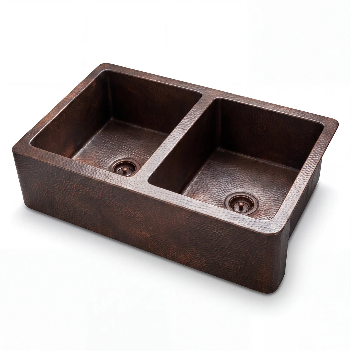 Doppio Double Bowl Copper Farmhouse Sink