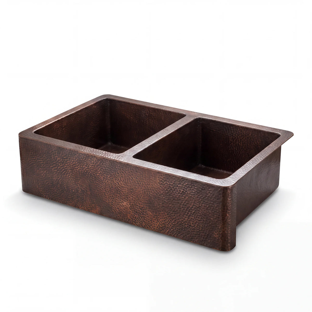 Doppio Double Bowl Copper Farmhouse Sink