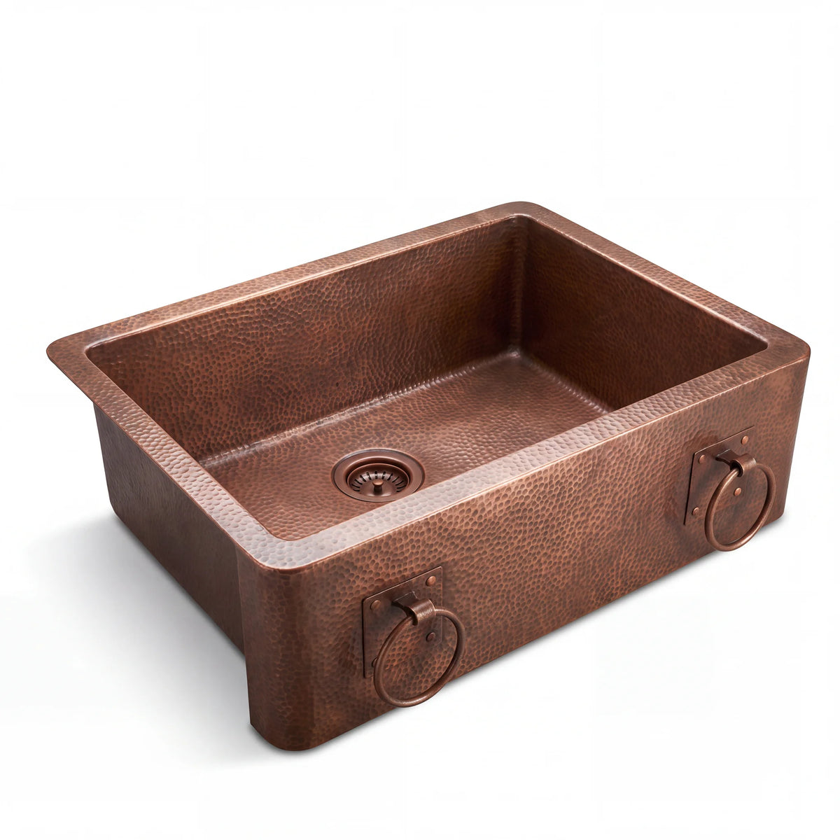 Coffer Copper Farmhouse Sink with Ring Pulls