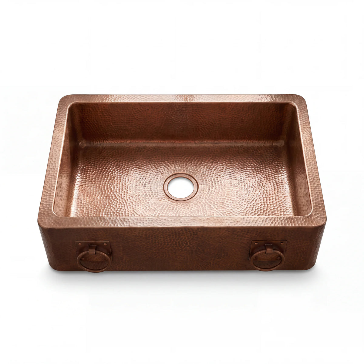 Coffer Copper Farmhouse Sink with Ring Pulls