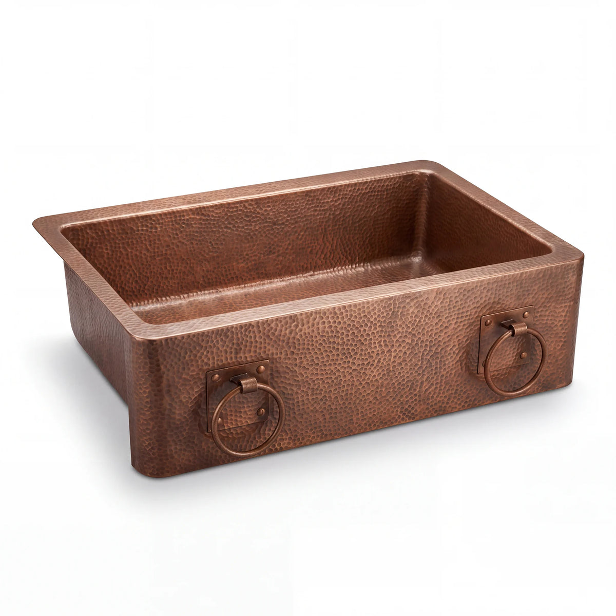 Coffer Copper Farmhouse Sink with Ring Pulls