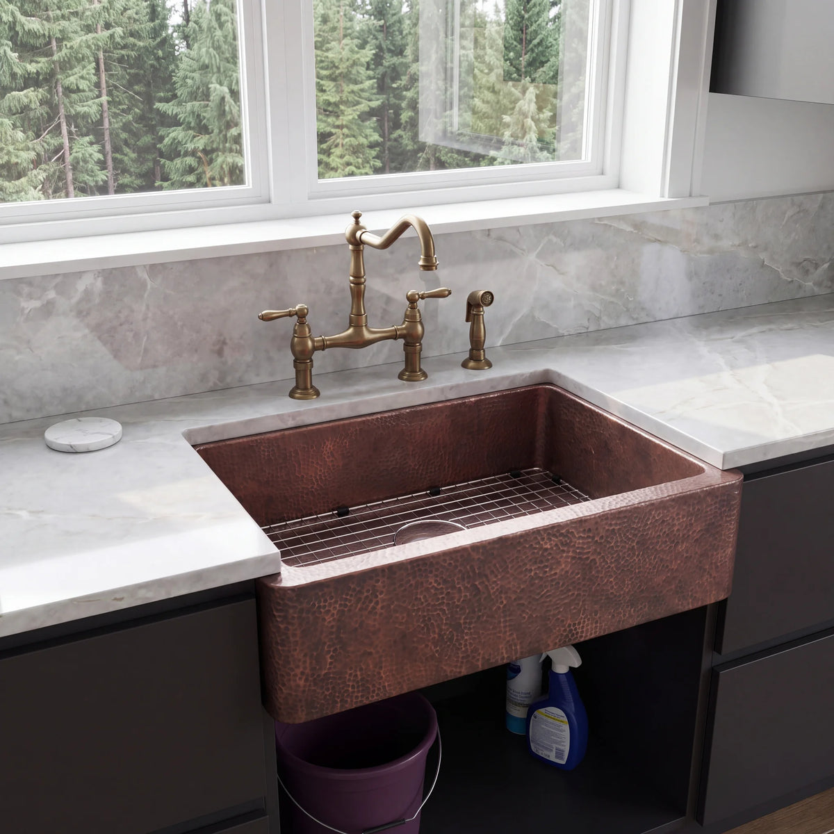 Umber Dark Antique Copper Farmhouse Sink