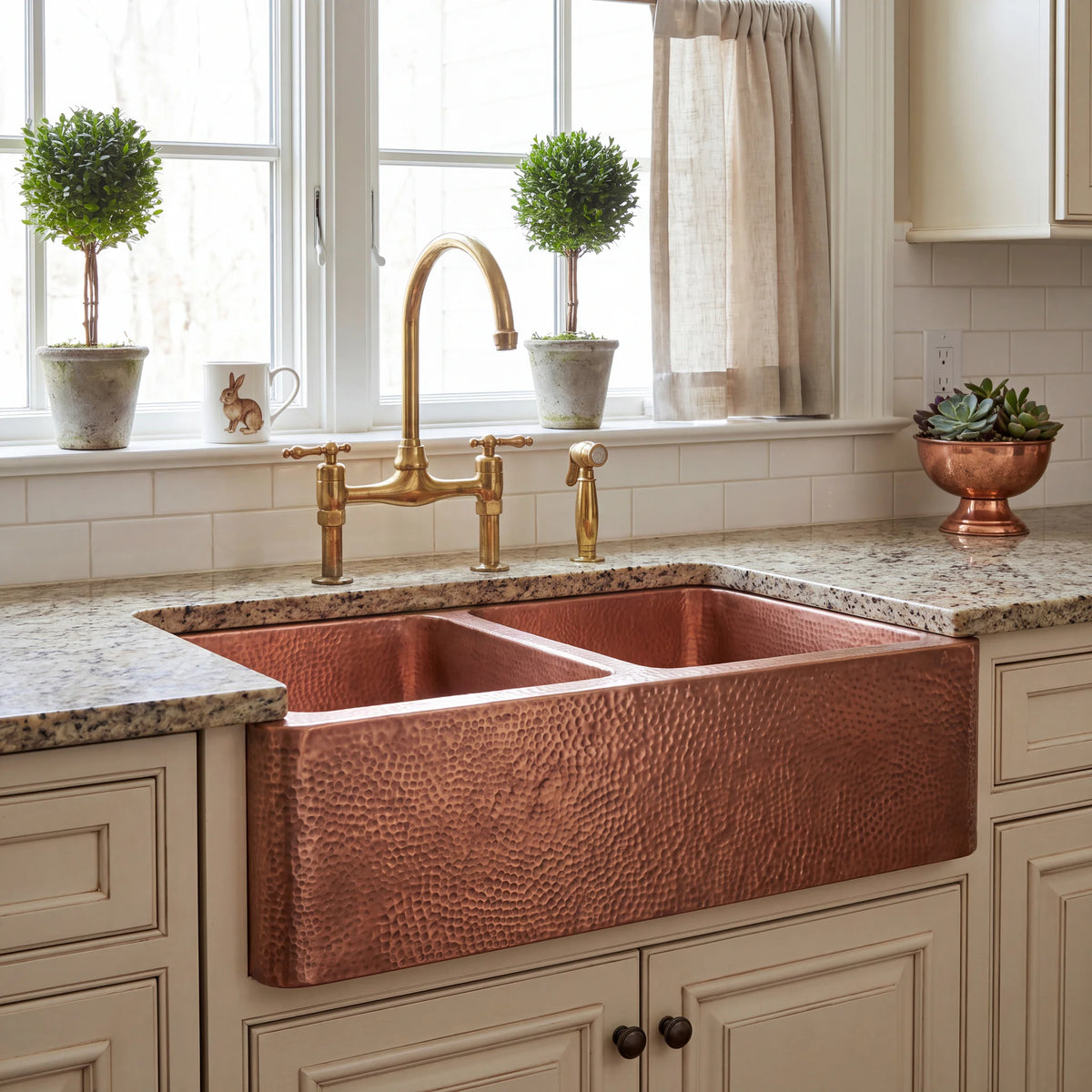 Gemelli Double Farmhouse Copper Sink