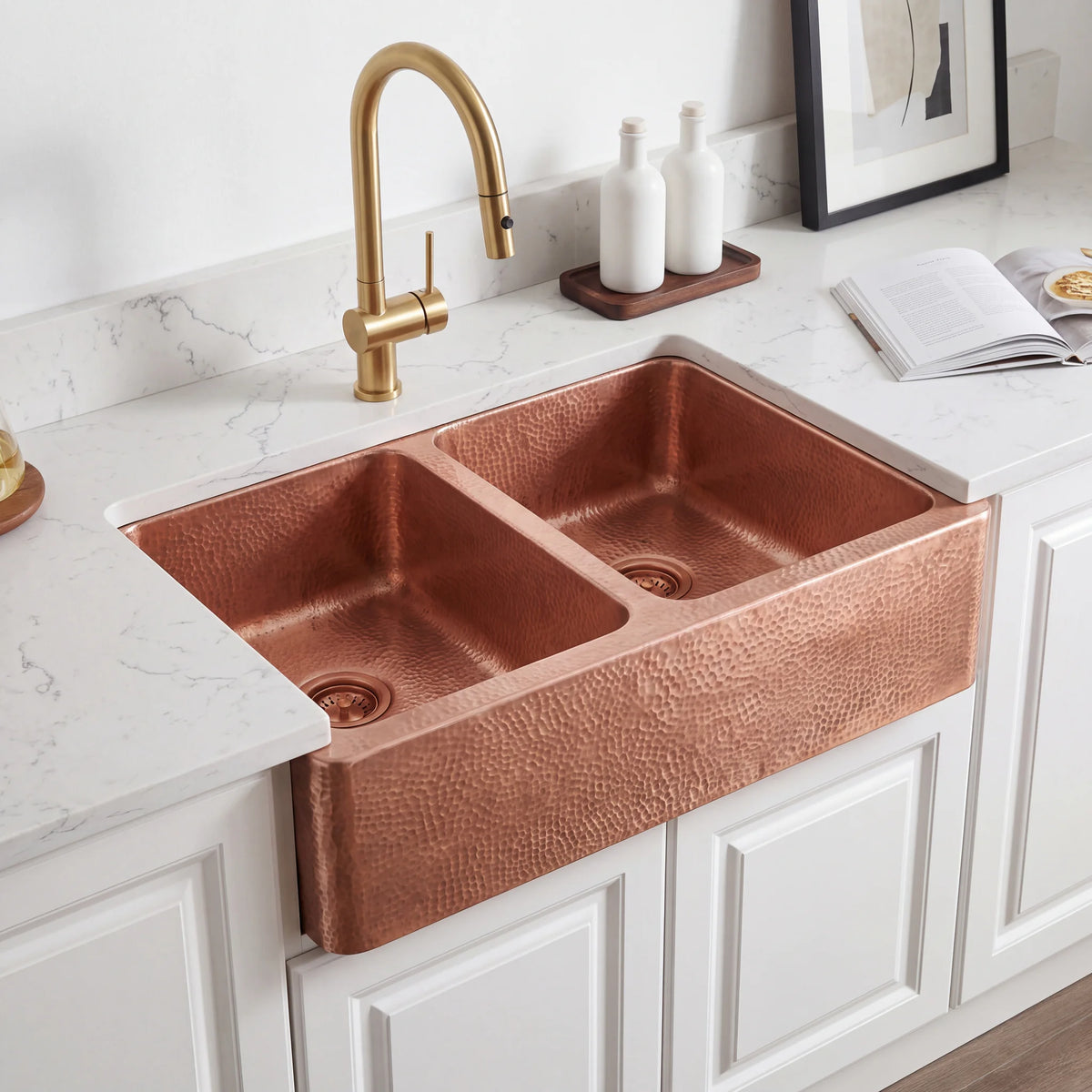 Gemelli Double Farmhouse Copper Sink