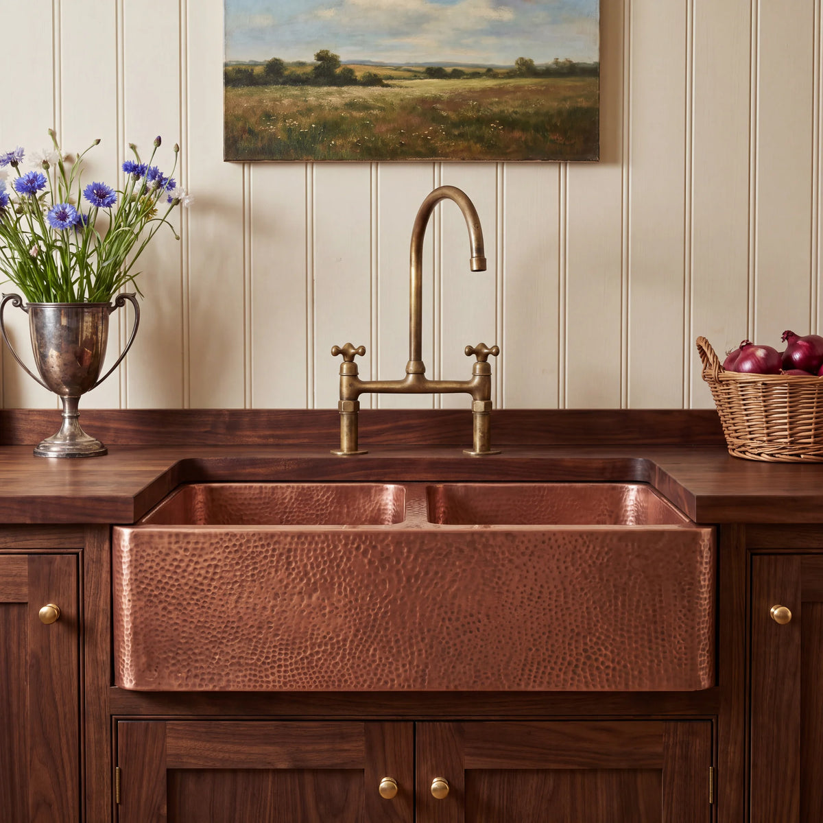 Gemelli Double Farmhouse Copper Sink