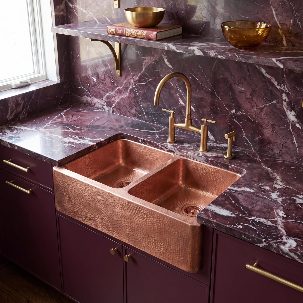Gemelli Double Farmhouse Copper Sink