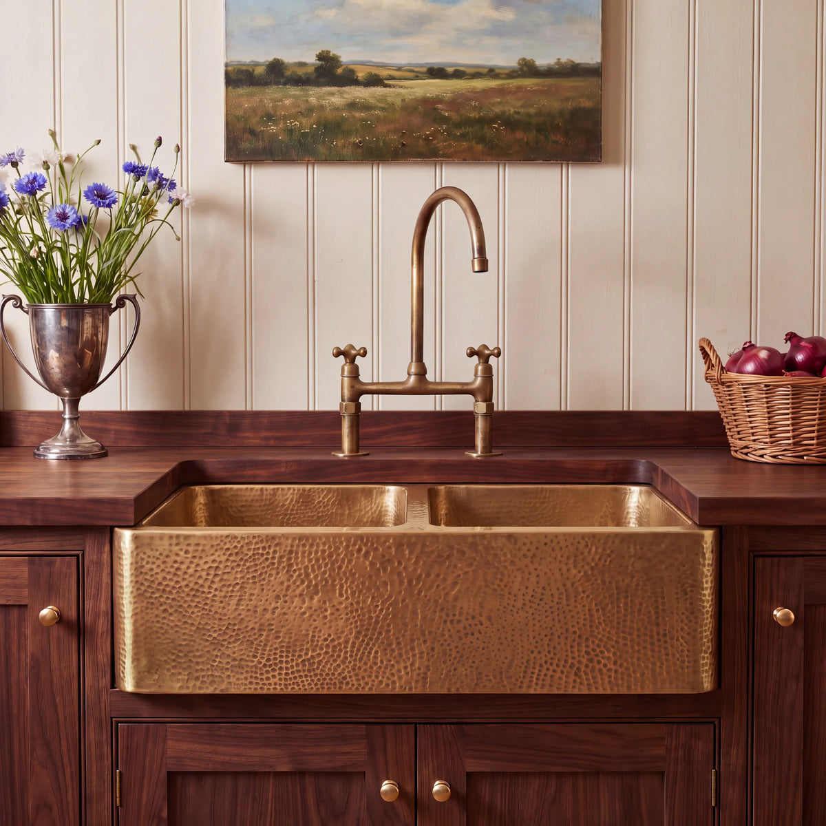Gemelli Double Farmhouse Brass Sink