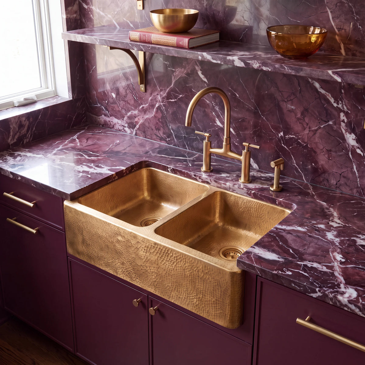 Gemelli Double Farmhouse Brass Sink