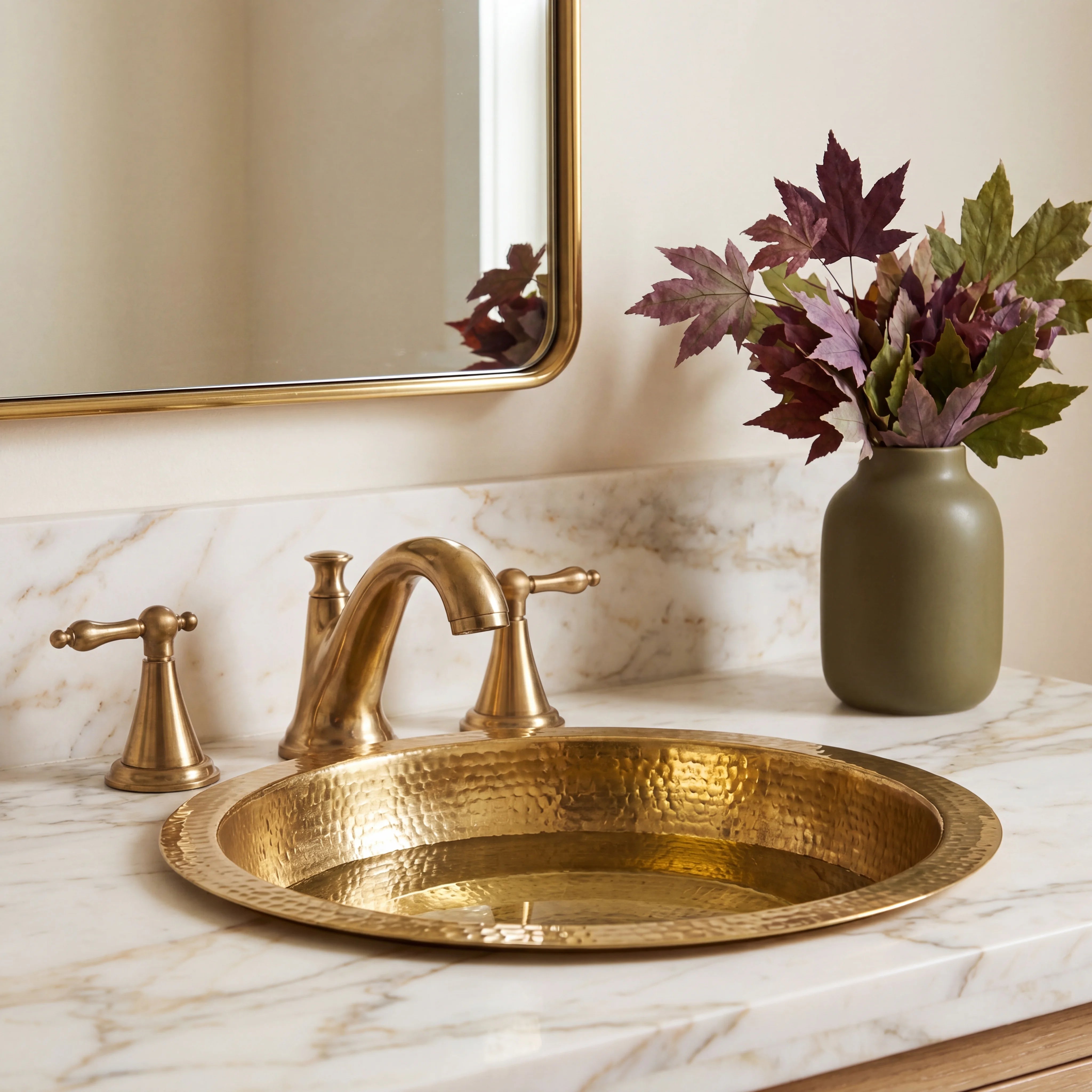 Rondo Hammered Brass Undermount Bathroom Sink