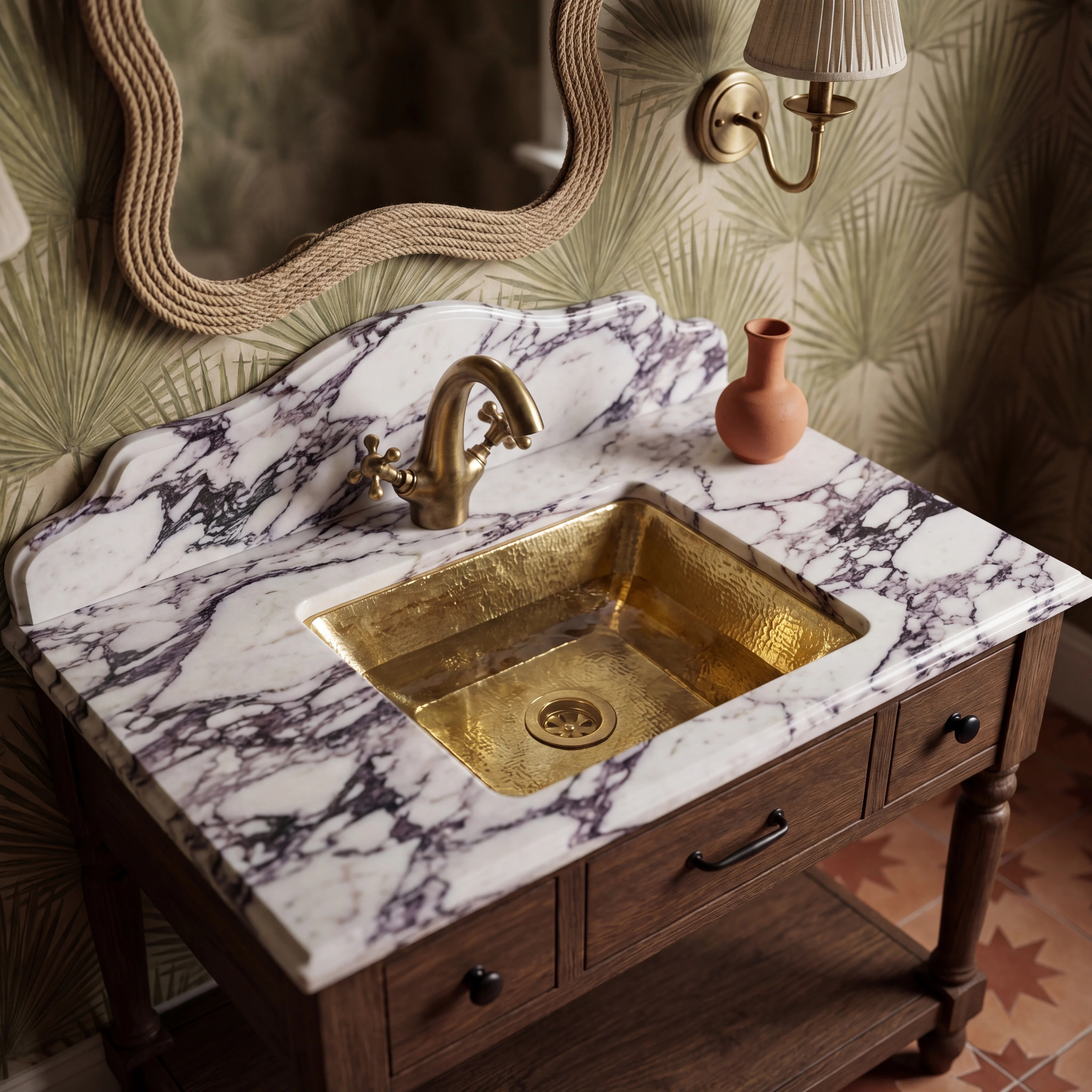 Aurum Hammered Brass Undermount Bathroom Sink