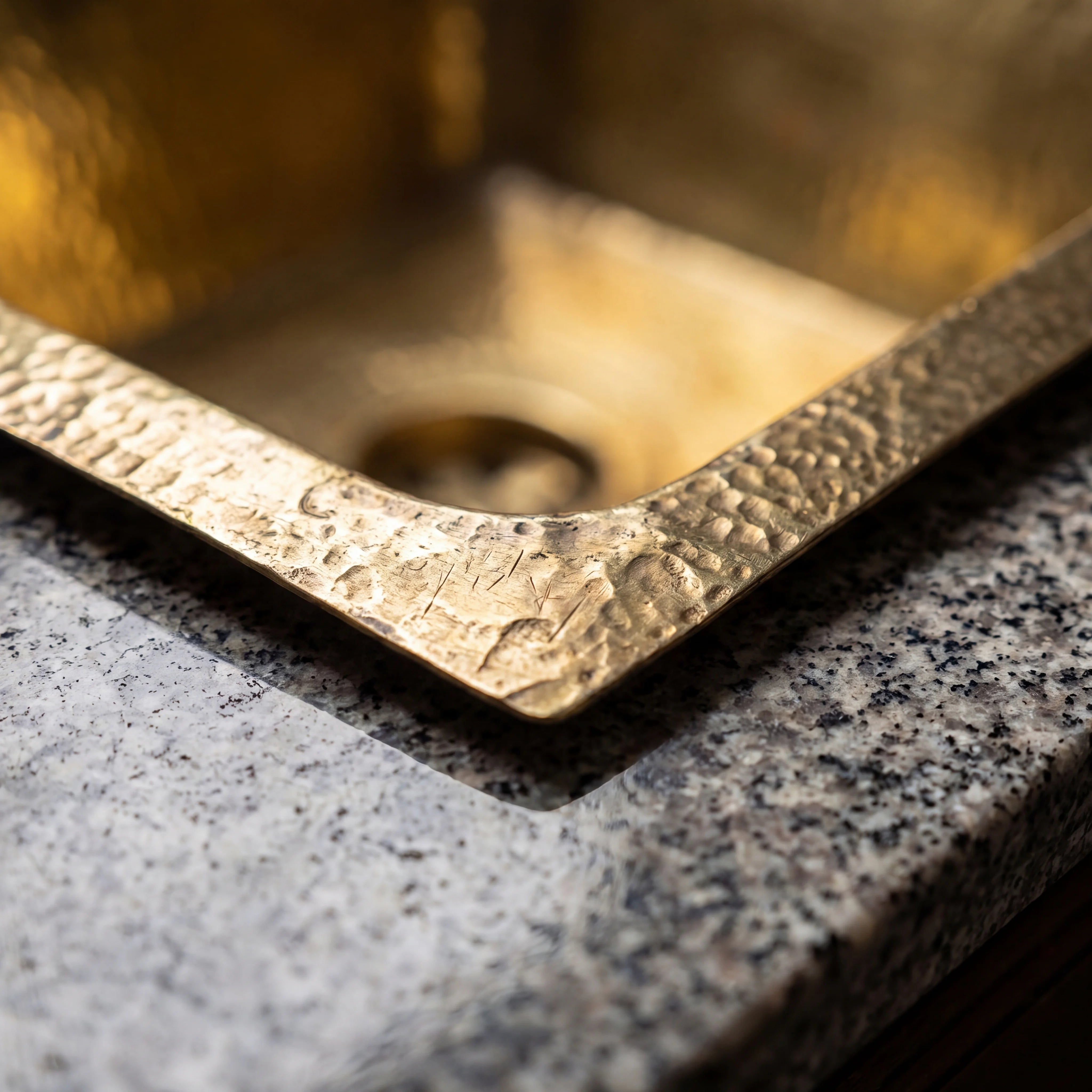 Aurum Hammered Brass Undermount Bathroom Sink