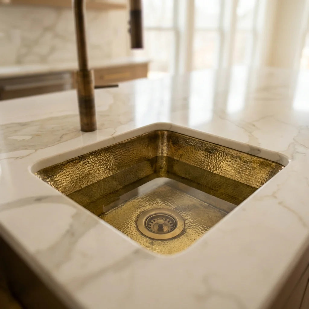 Hammered Brass Undermount Kitchen Sink
