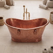 Hammered Copper Bathtub with Ring Handles