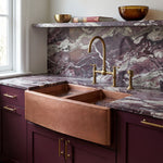 Hammered Copper Double Basin Farmhouse Kitchen Sink