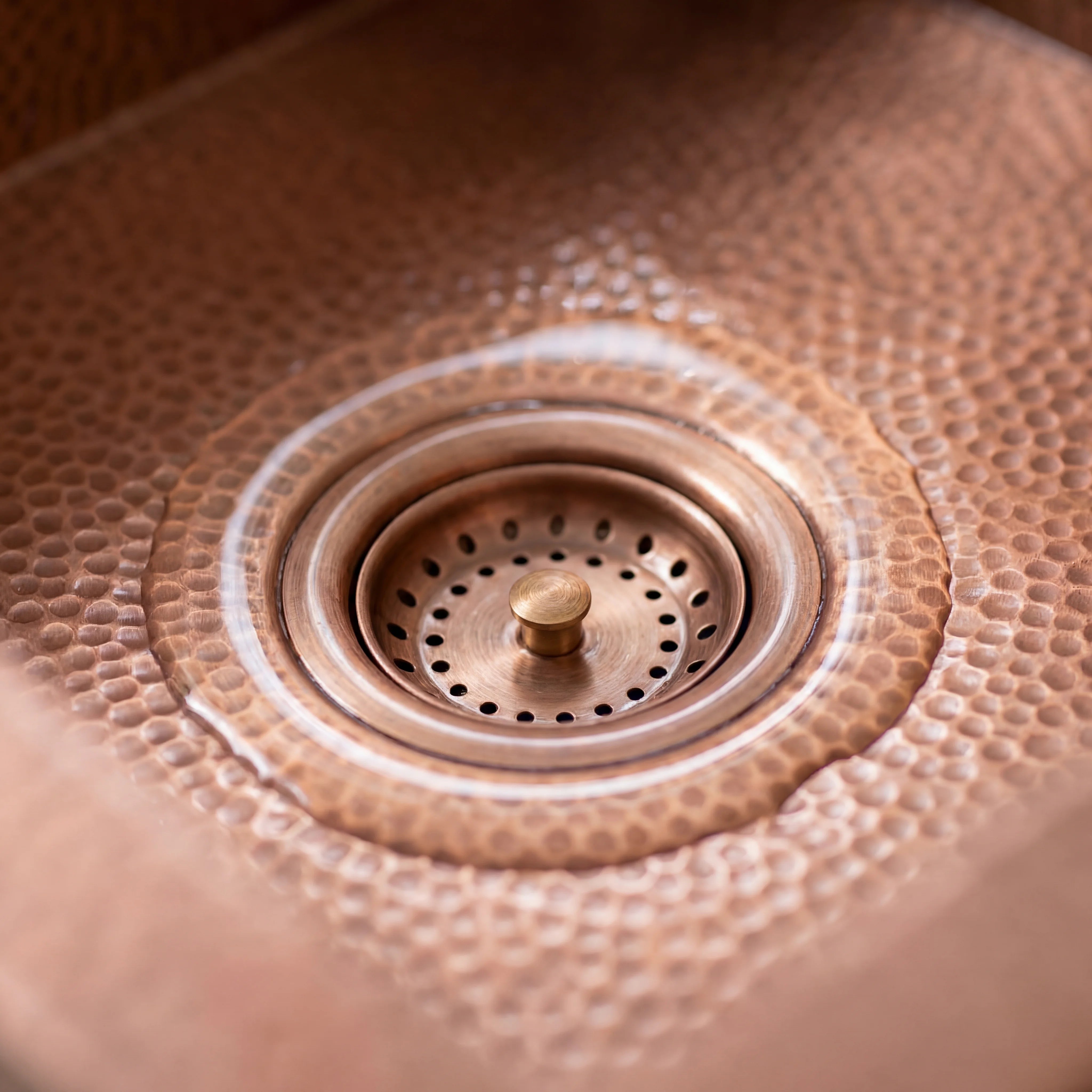 Hammered Copper Double Basin Farmhouse Kitchen Sink
