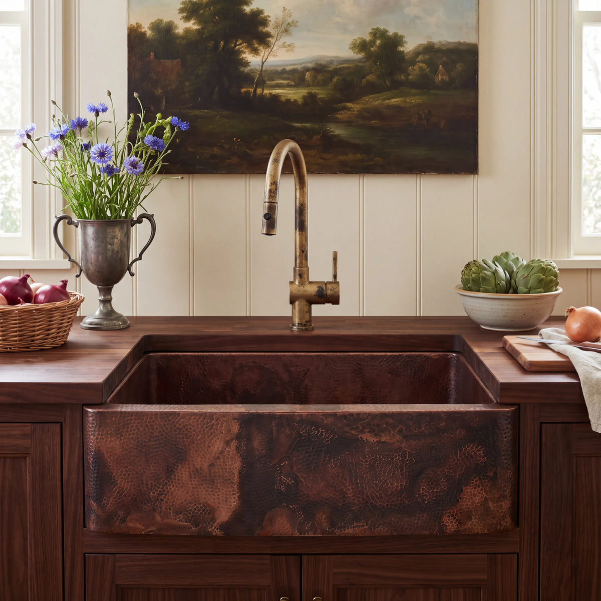 Ember Hammered Copper Farmhouse Sink