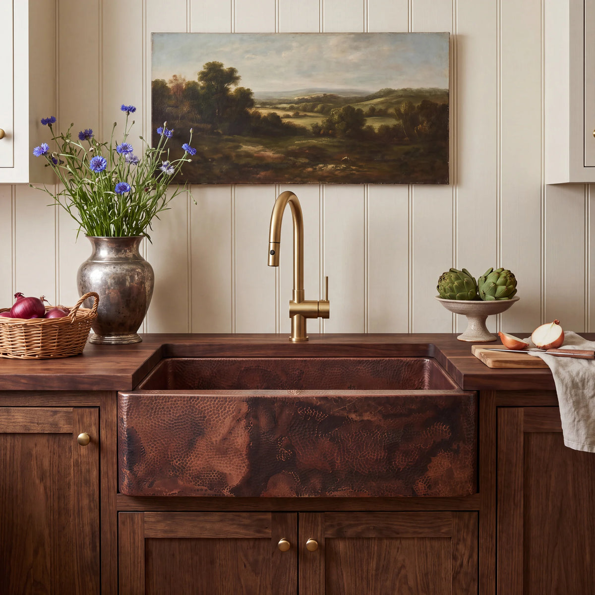 Ember Hammered Copper Farmhouse Sink