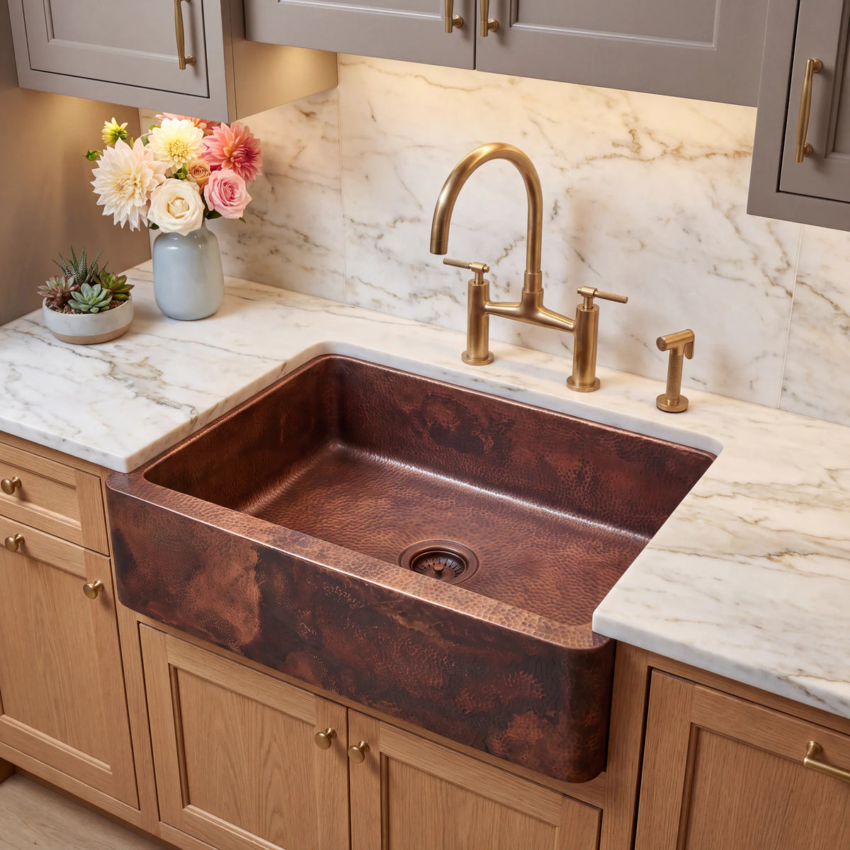 Ember Hammered Copper Farmhouse Sink