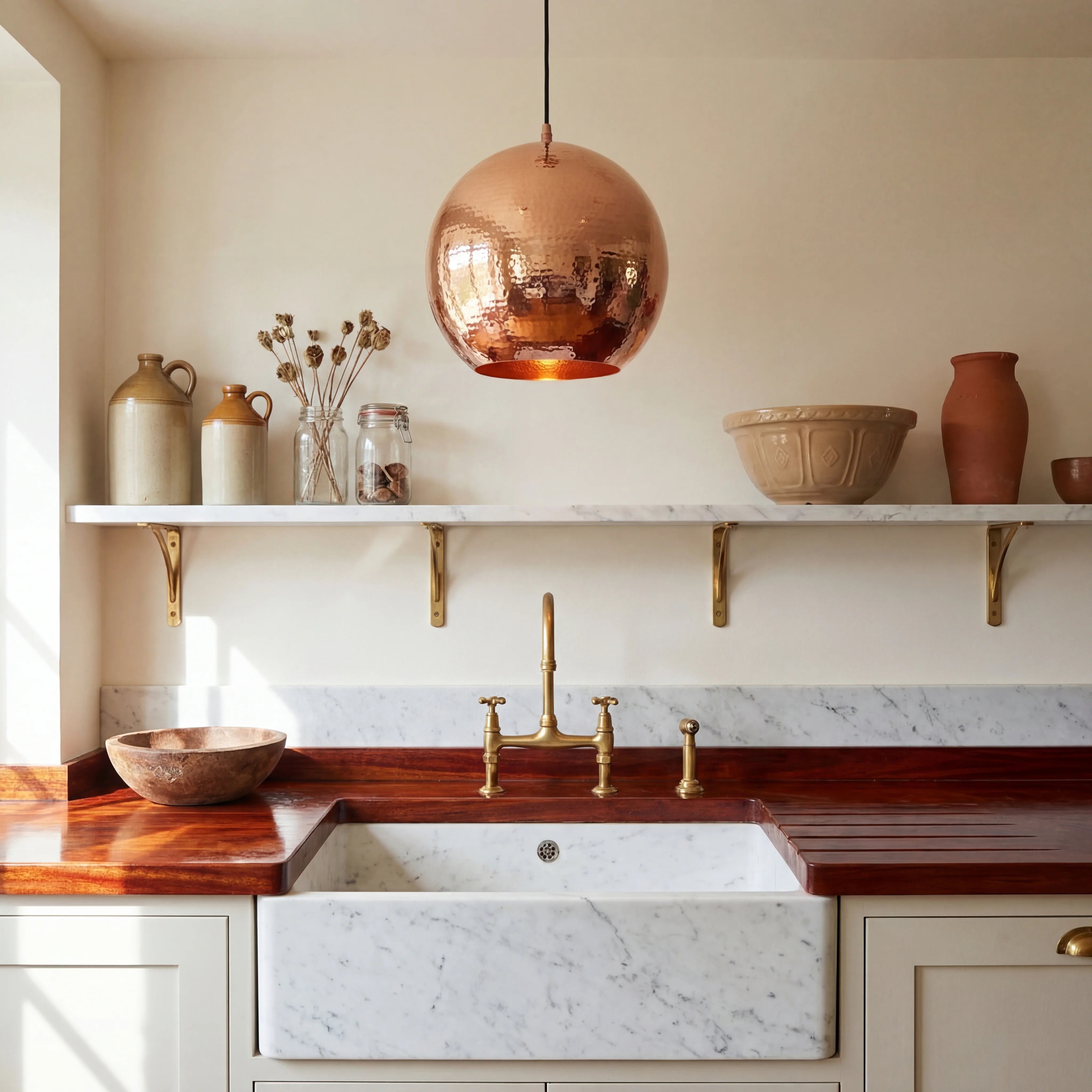 Globe Hammered Copper Pendant Lamp