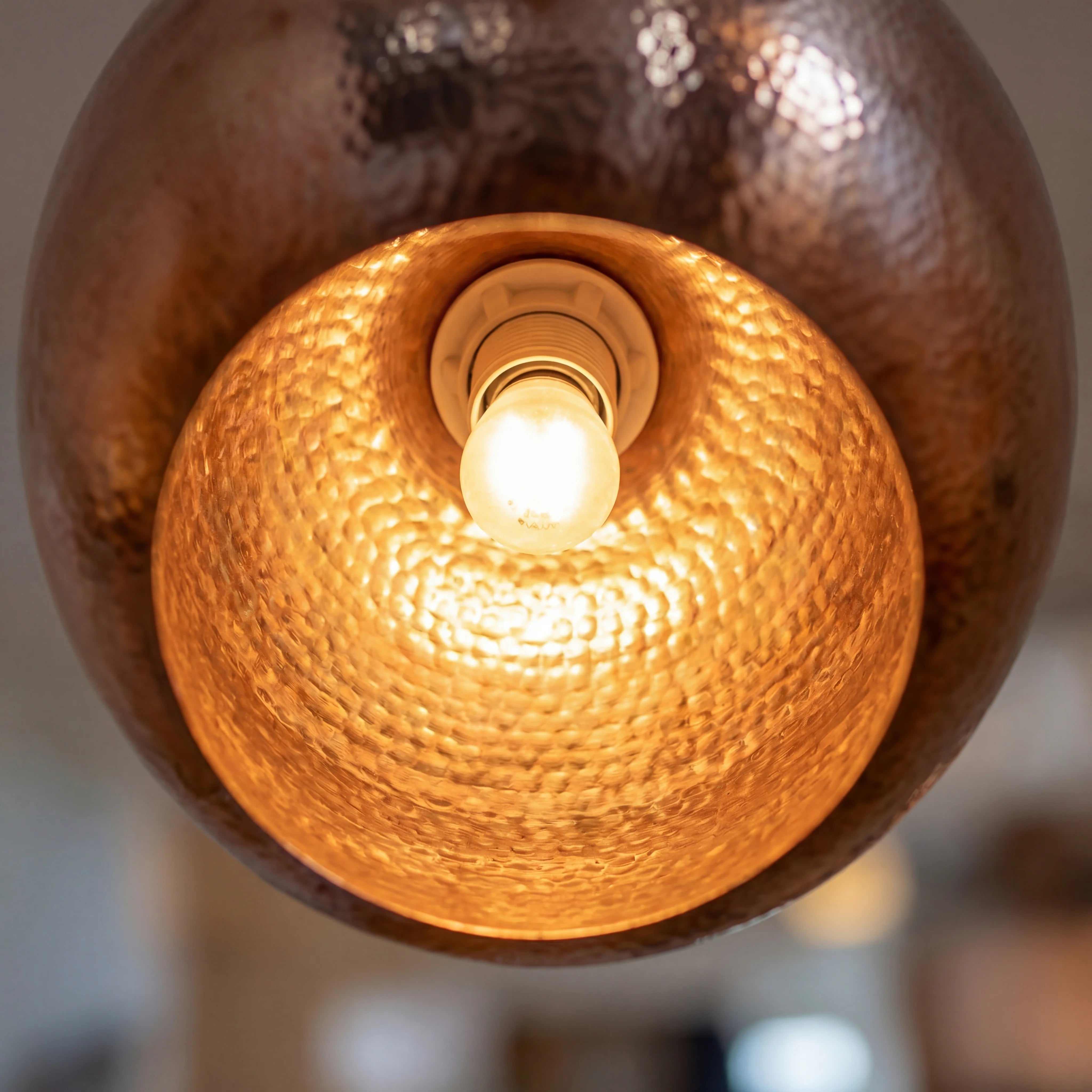 Globe Hammered Copper Pendant Lamp