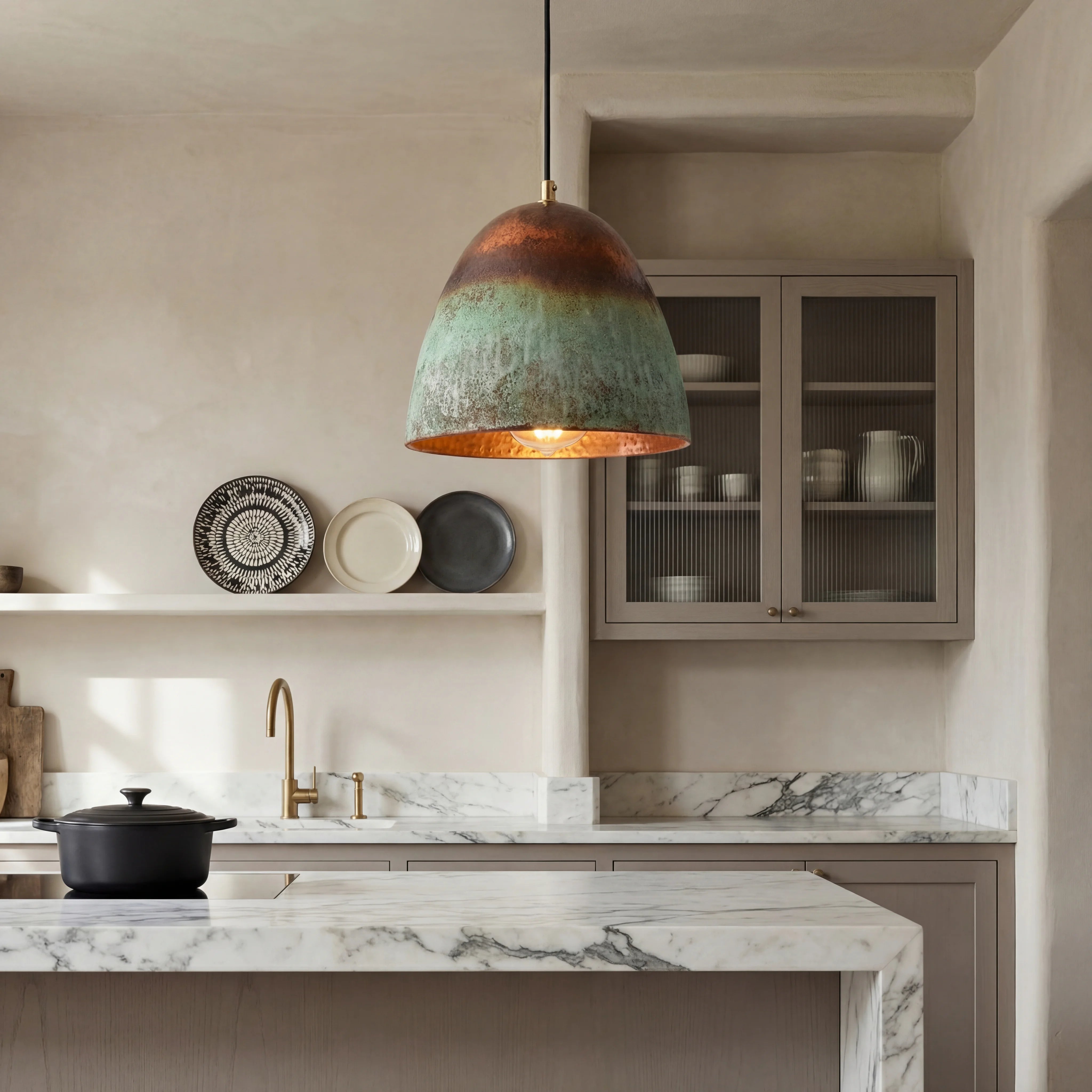 Veda Hammered Copper Pendant Lamp