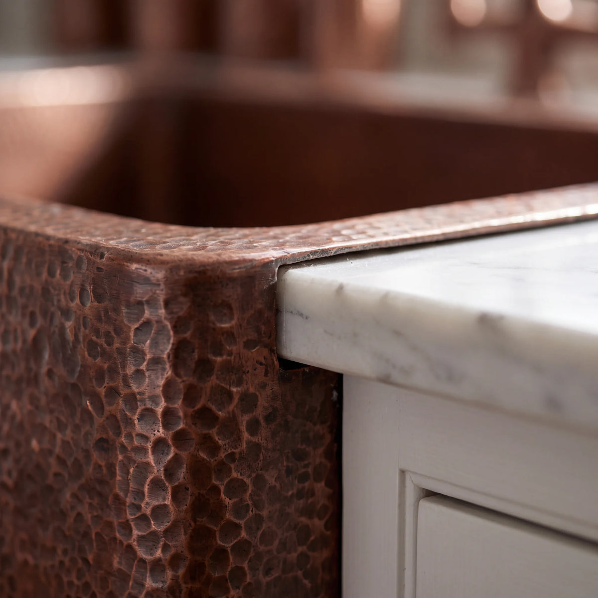 Russet Hand Hammered Copper Apron Front Sink