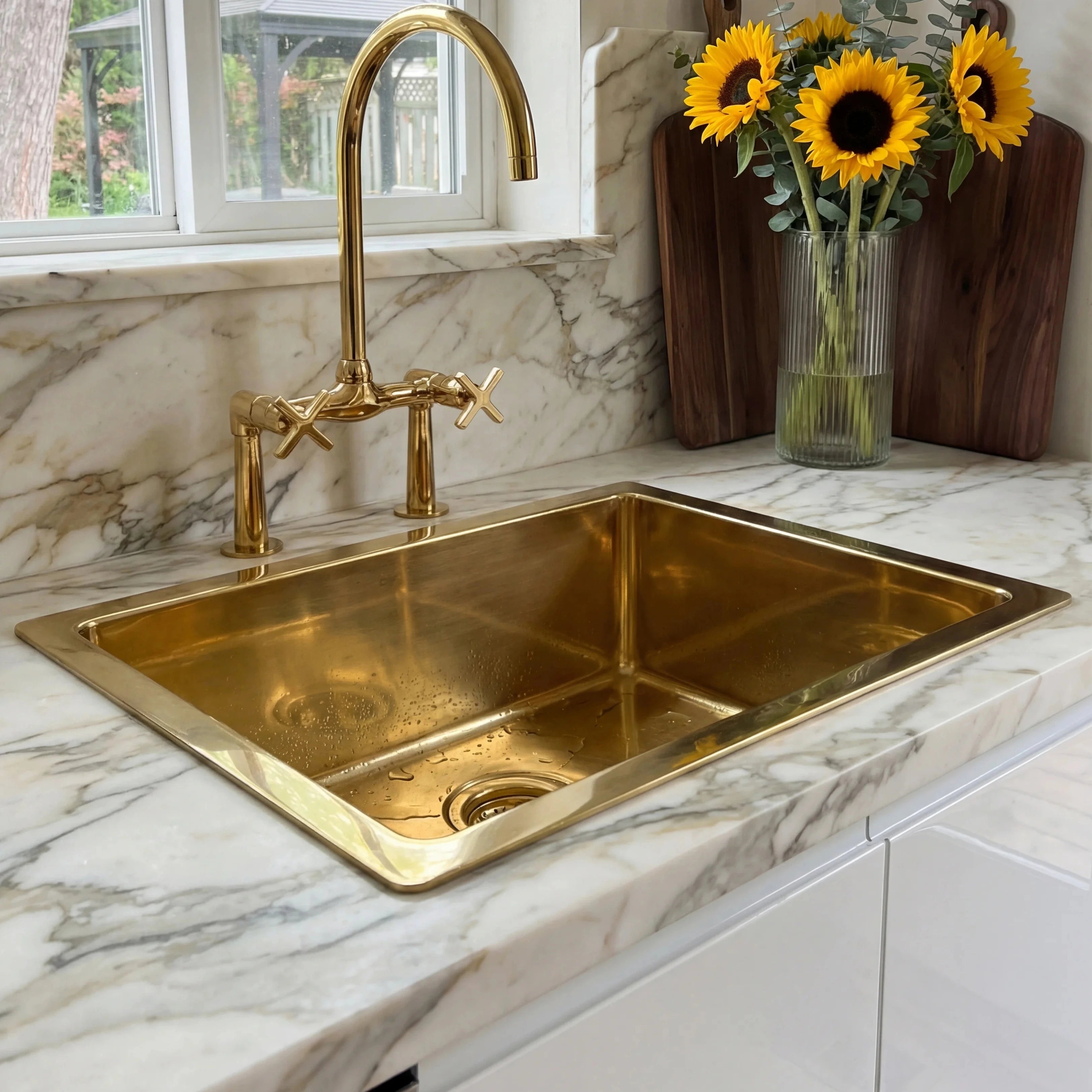 Polished Brass Undermount Kitchen Sink