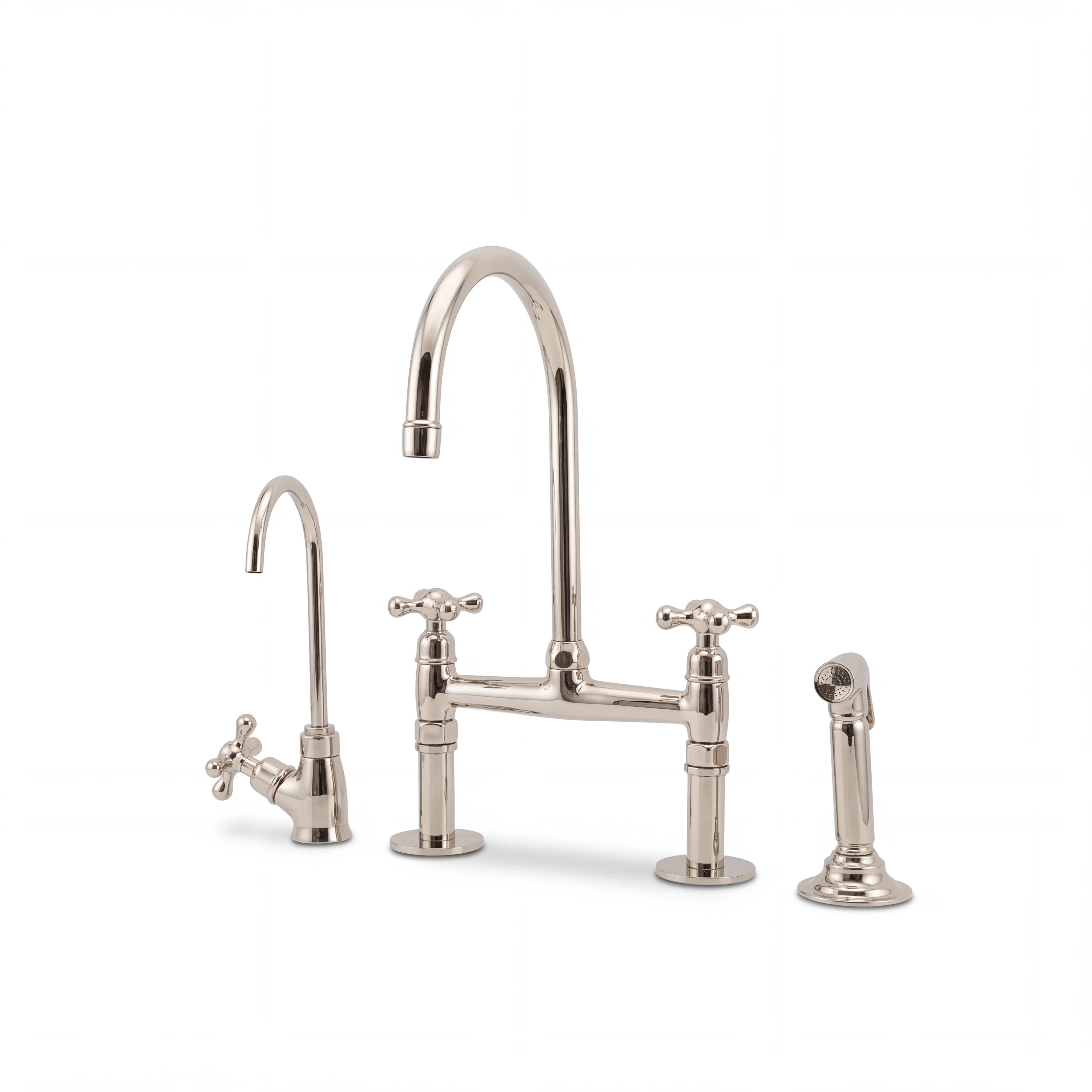 Polished Nickel Bridge Kitchen Faucet