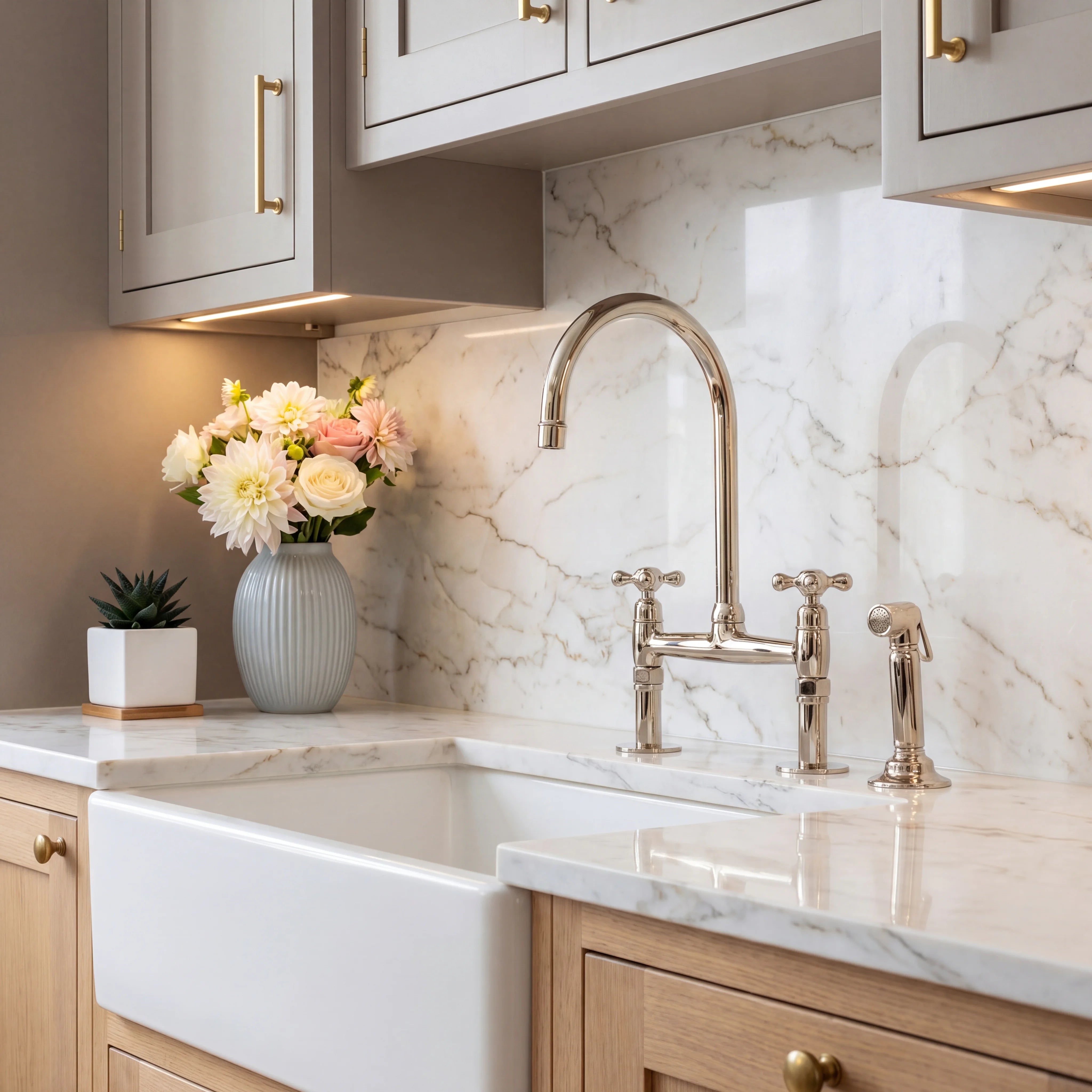 Polished Nickel Bridge Kitchen Faucet