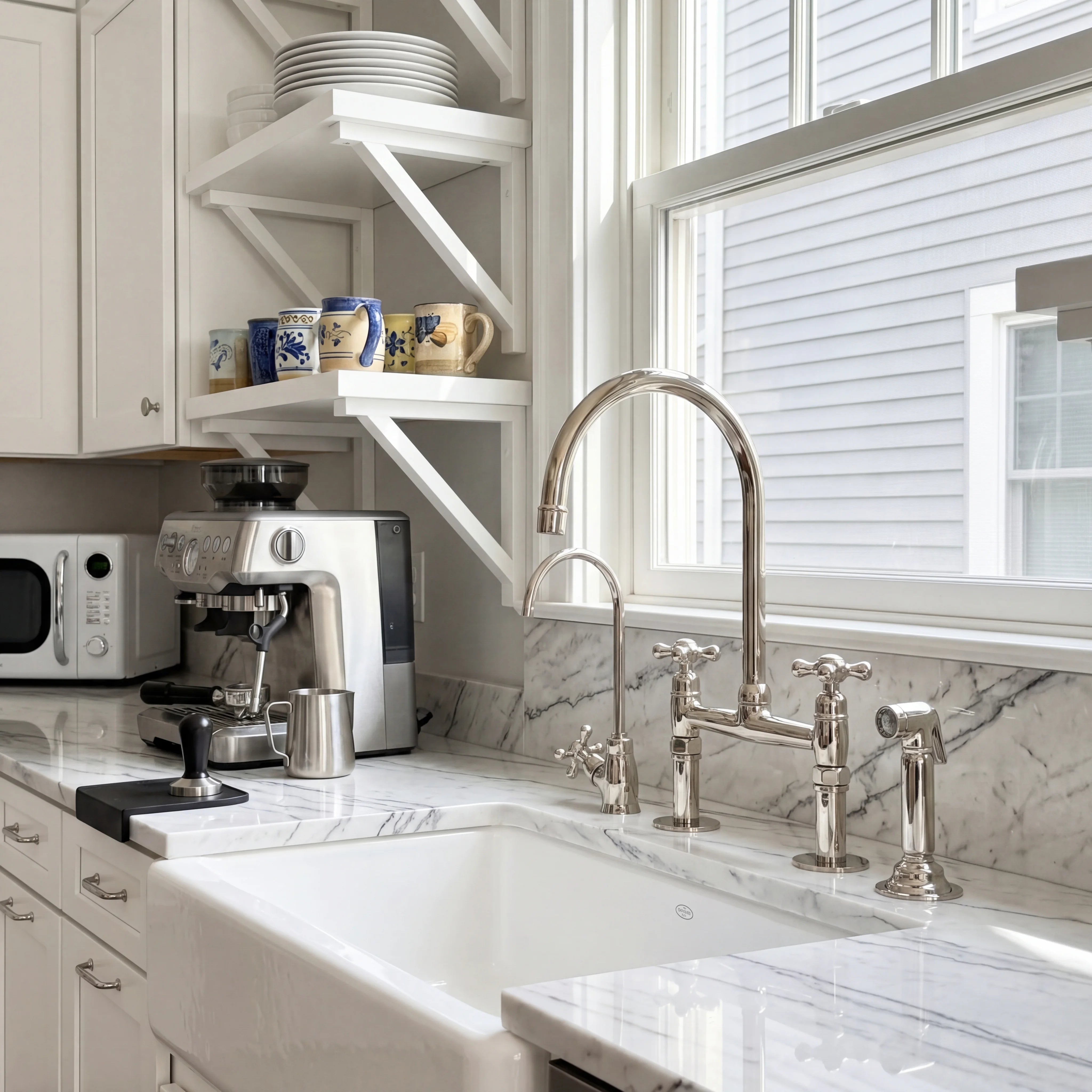 Polished Nickel Bridge Kitchen Faucet