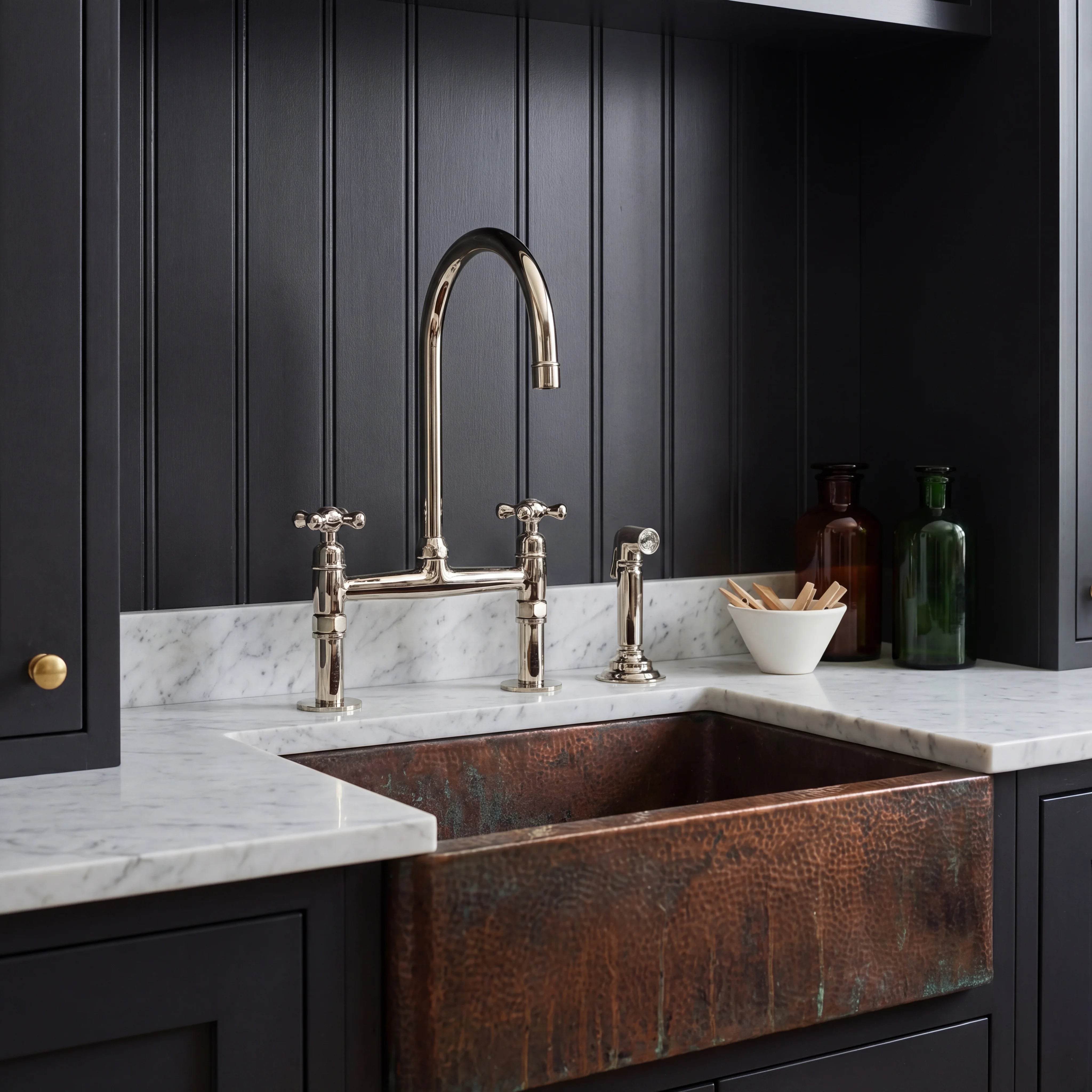 Polished Nickel Bridge Kitchen Faucet