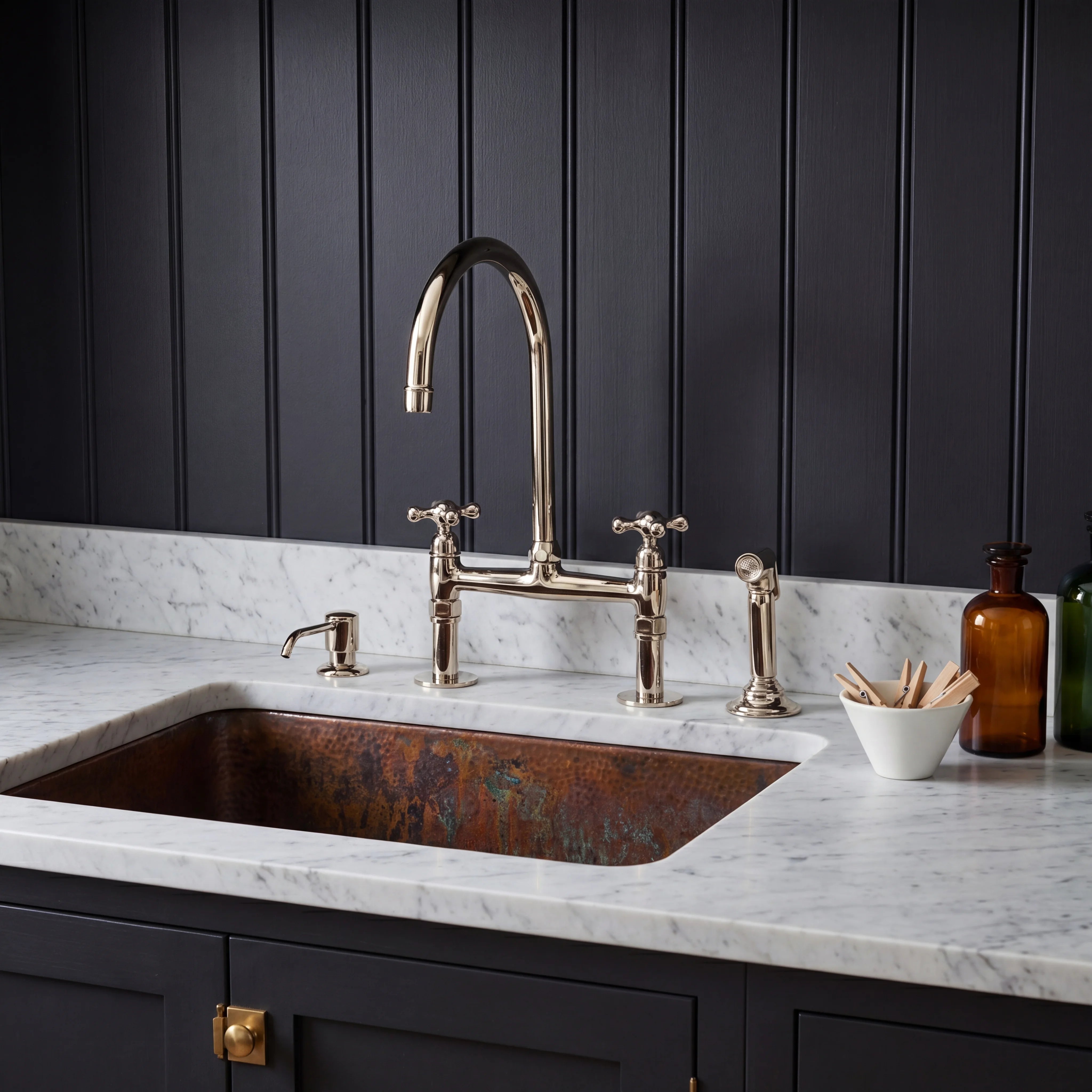 Polished Nickel Bridge Kitchen Faucet