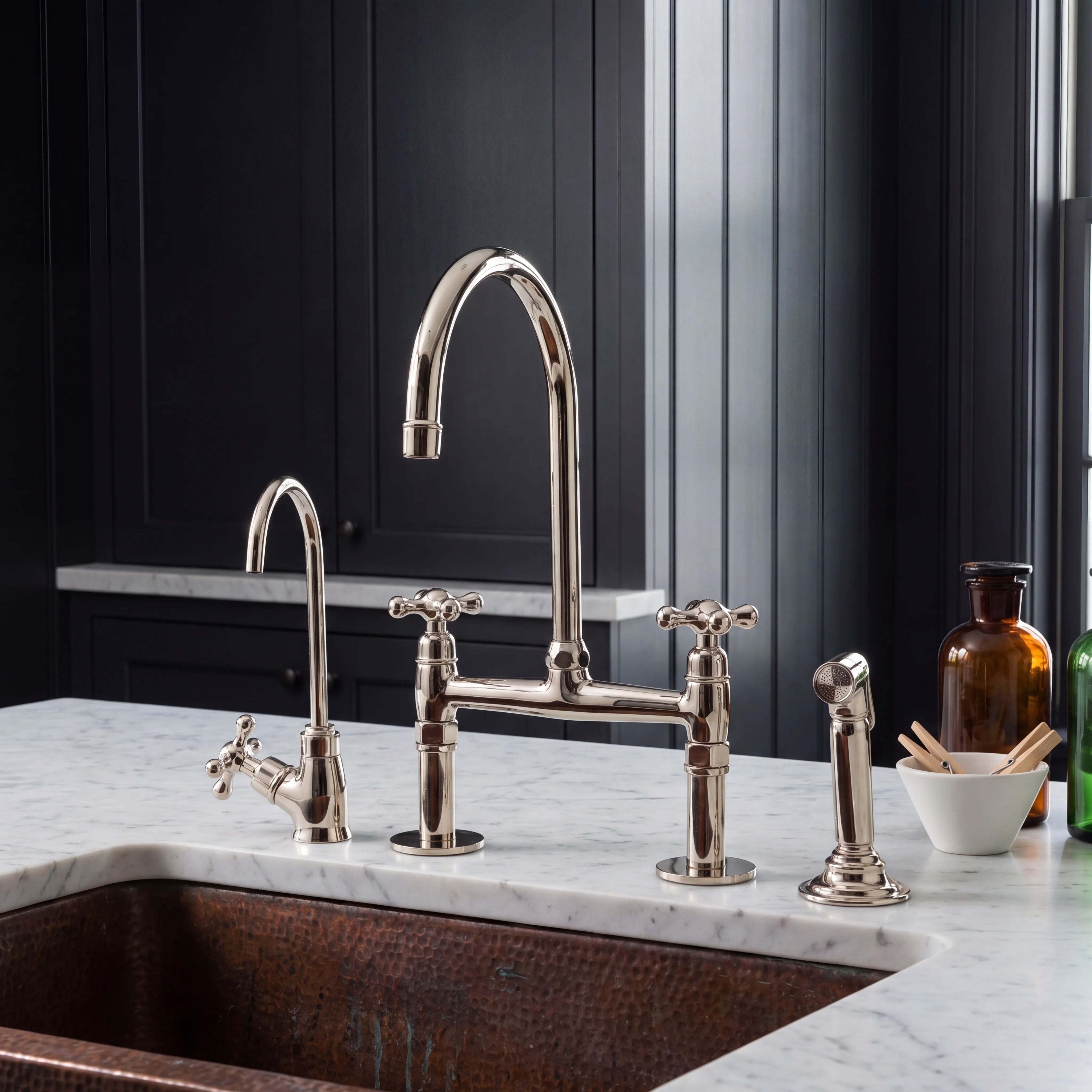 Polished Nickel Bridge Kitchen Faucet