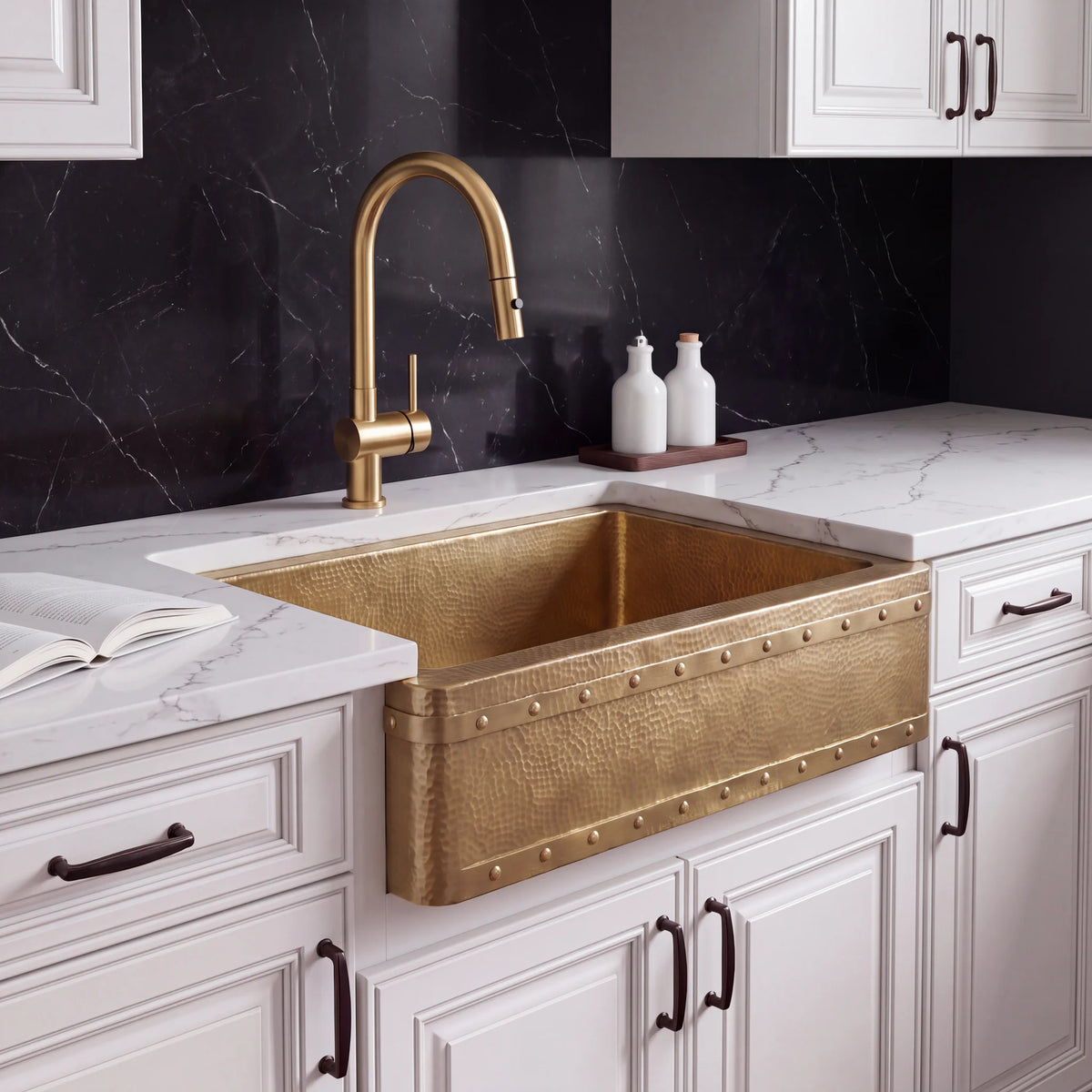 Anvil Riveted Brass Farmhouse Sink