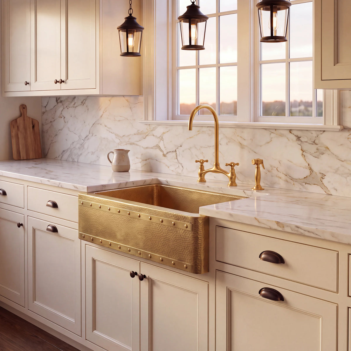 Anvil Riveted Brass Farmhouse Sink